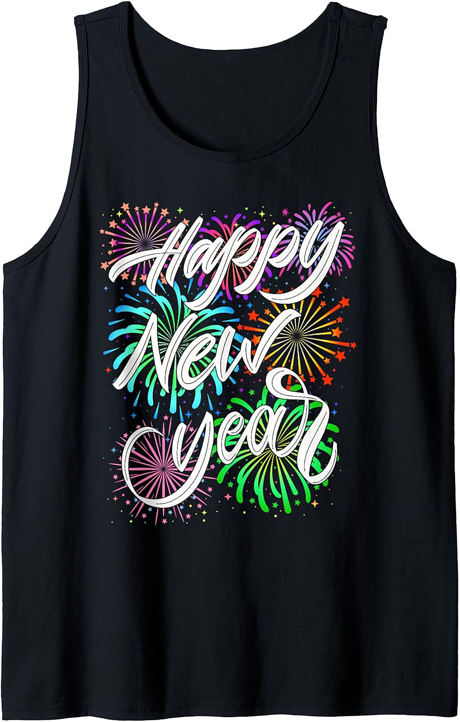 Happy New Year Graphic Tank Festive Sleeveless Shirt