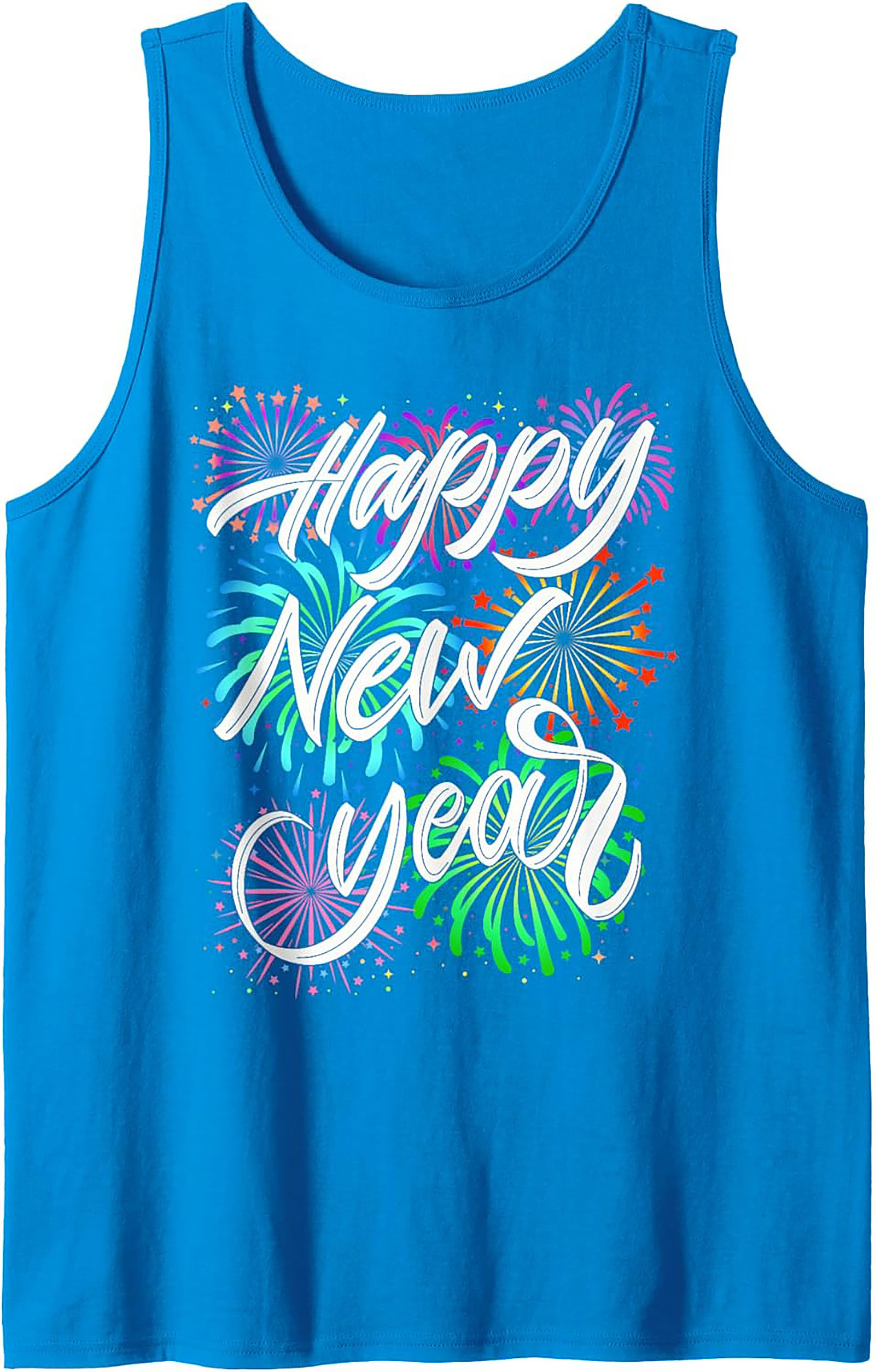 Happy New Year Graphic Tank Festive Sleeveless Shirt