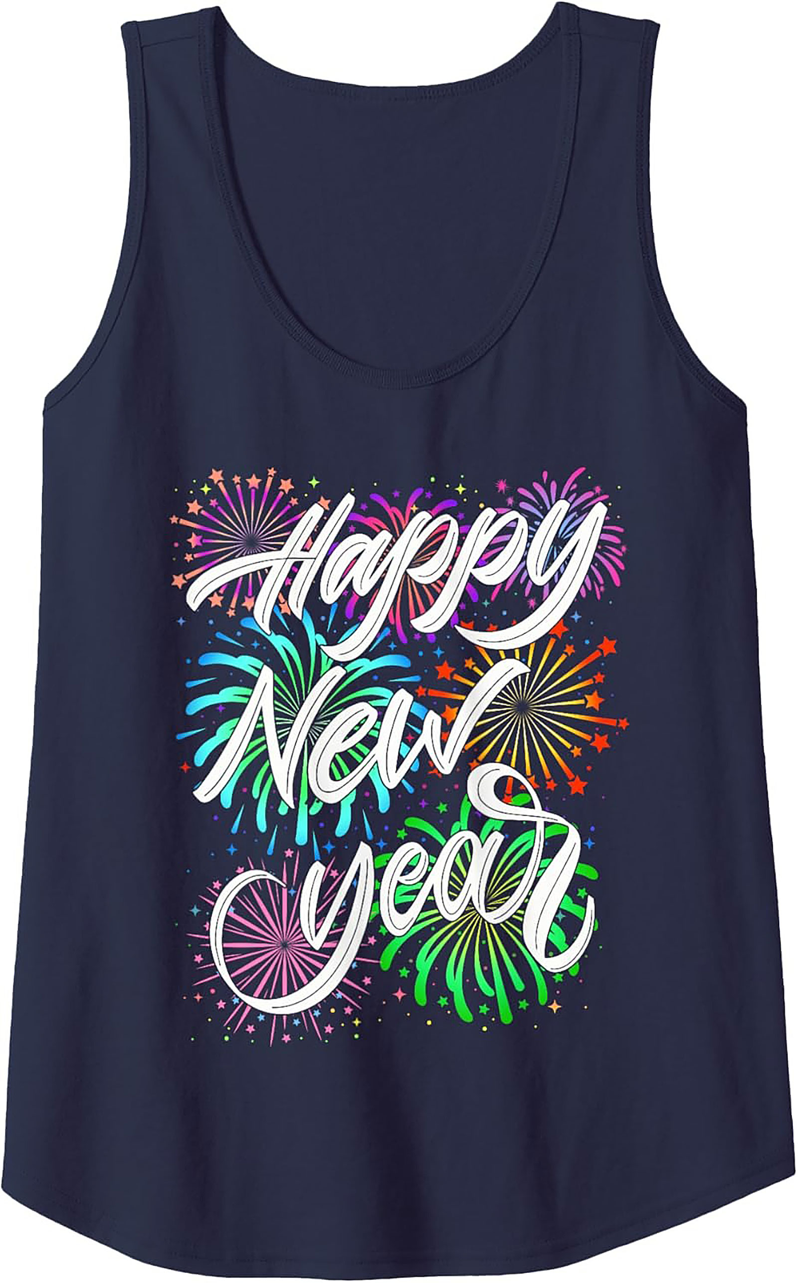 Happy New Year Graphic Tank Festive Sleeveless Shirt