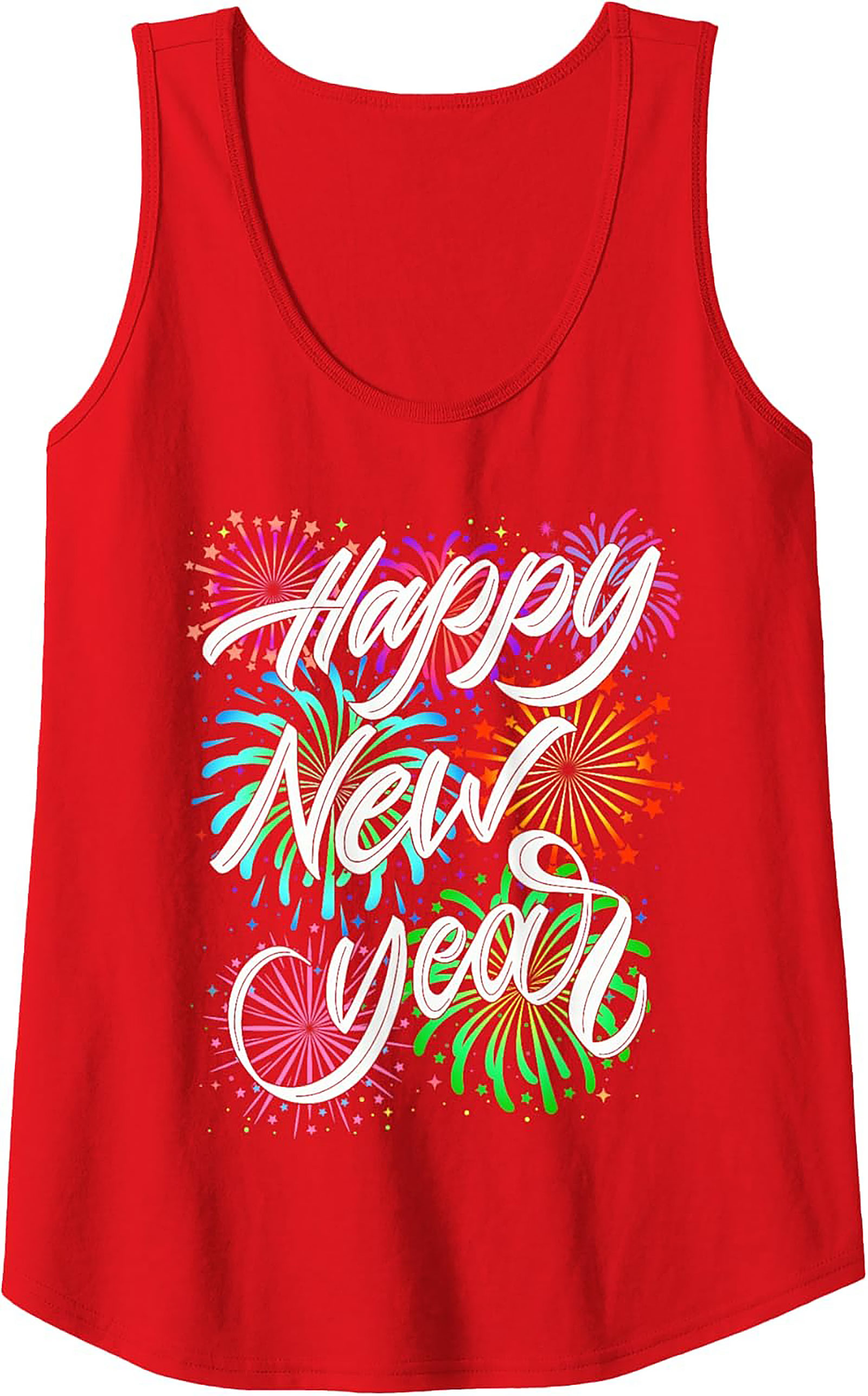 Happy New Year Graphic Tank Festive Sleeveless Shirt