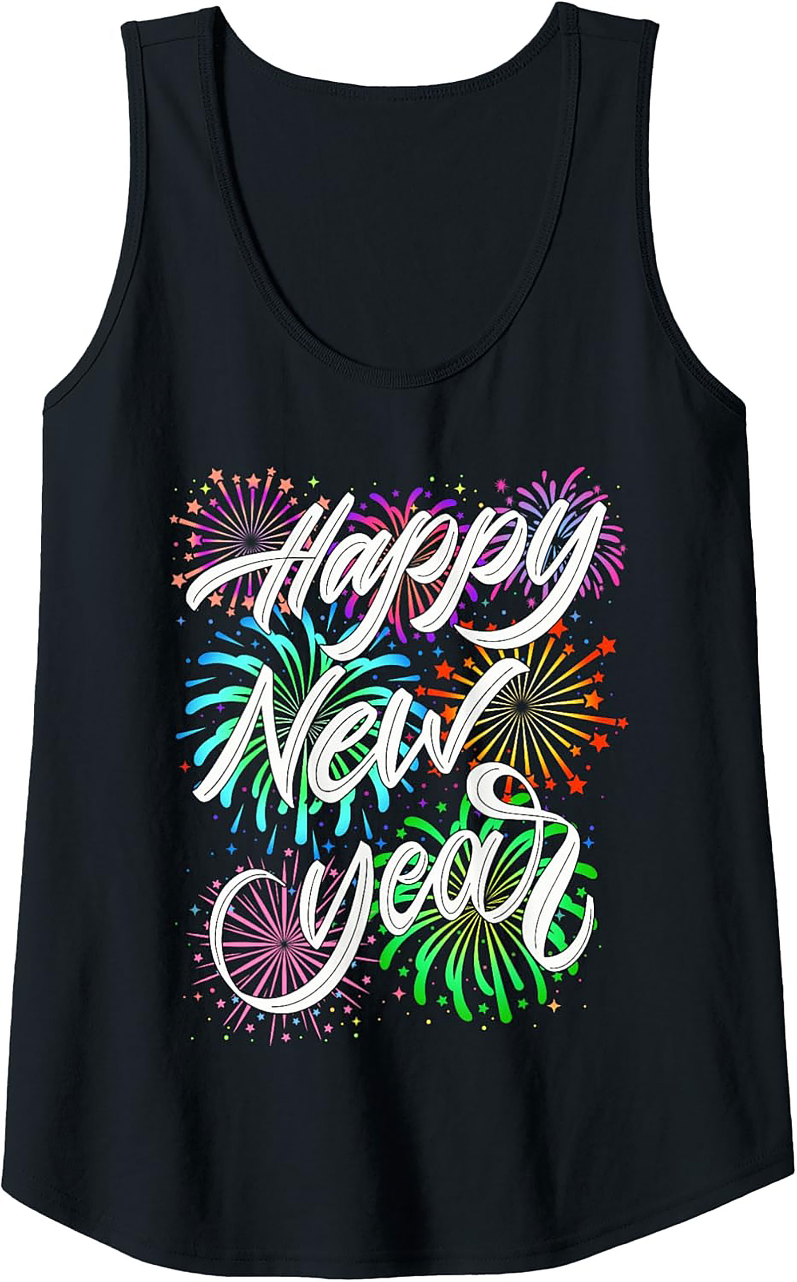 Happy New Year Graphic Tank Festive Sleeveless Shirt
