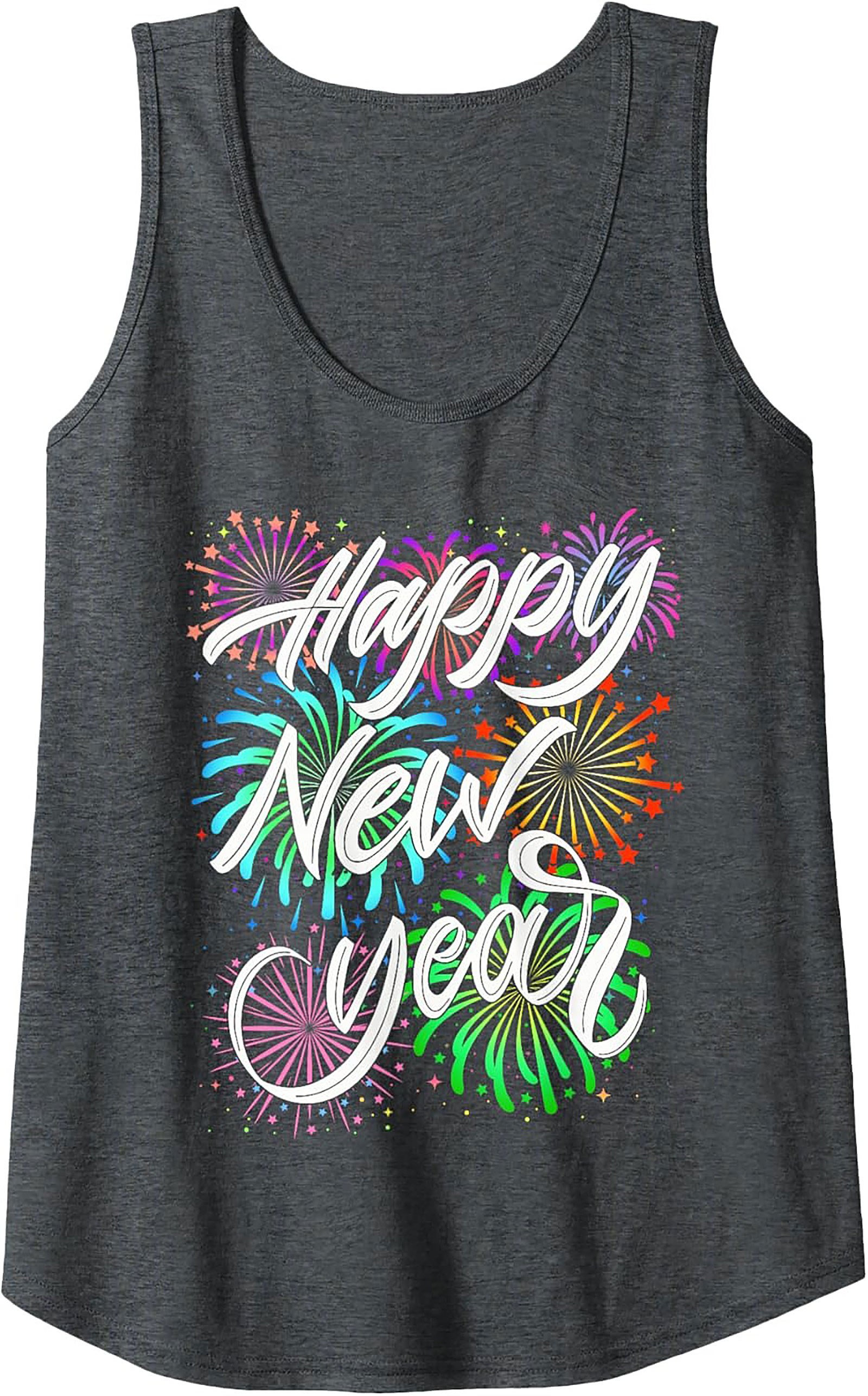 Happy New Year Graphic Tank Festive Sleeveless Shirt