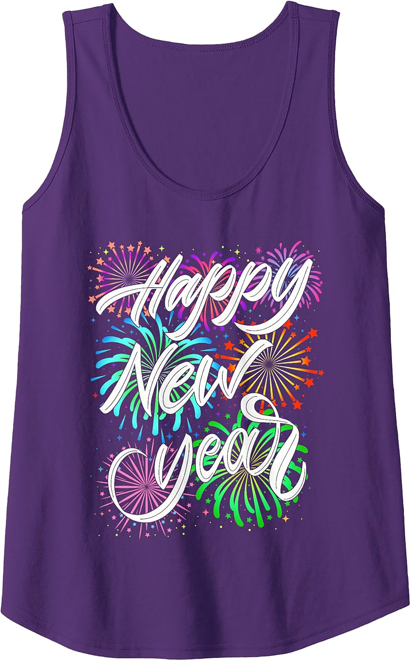 Happy New Year Graphic Tank Festive Sleeveless Shirt