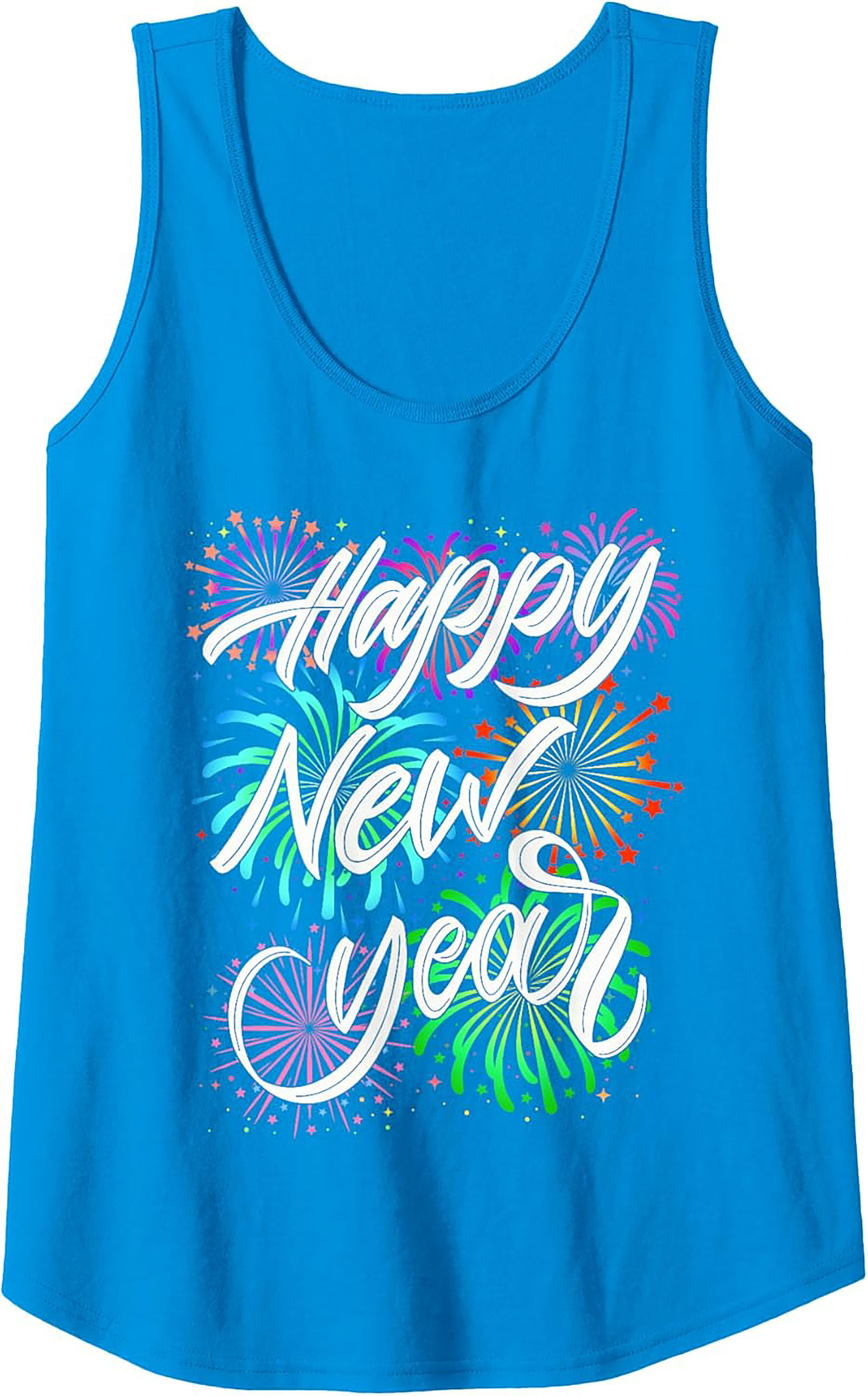 Happy New Year Graphic Tank Festive Sleeveless Shirt