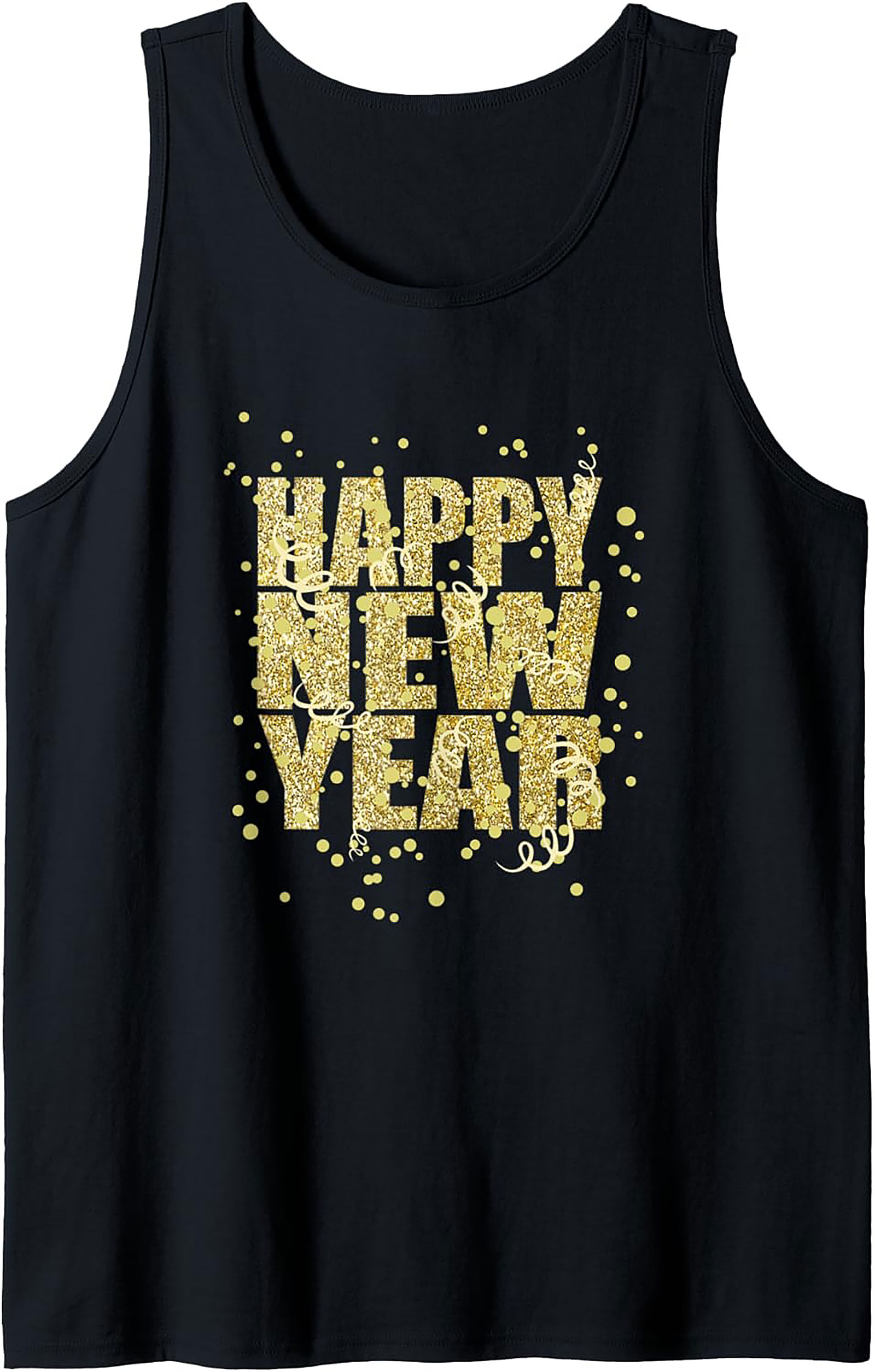 Happy New Year Tank Top Glitter Celebration Sleeveless Shirt