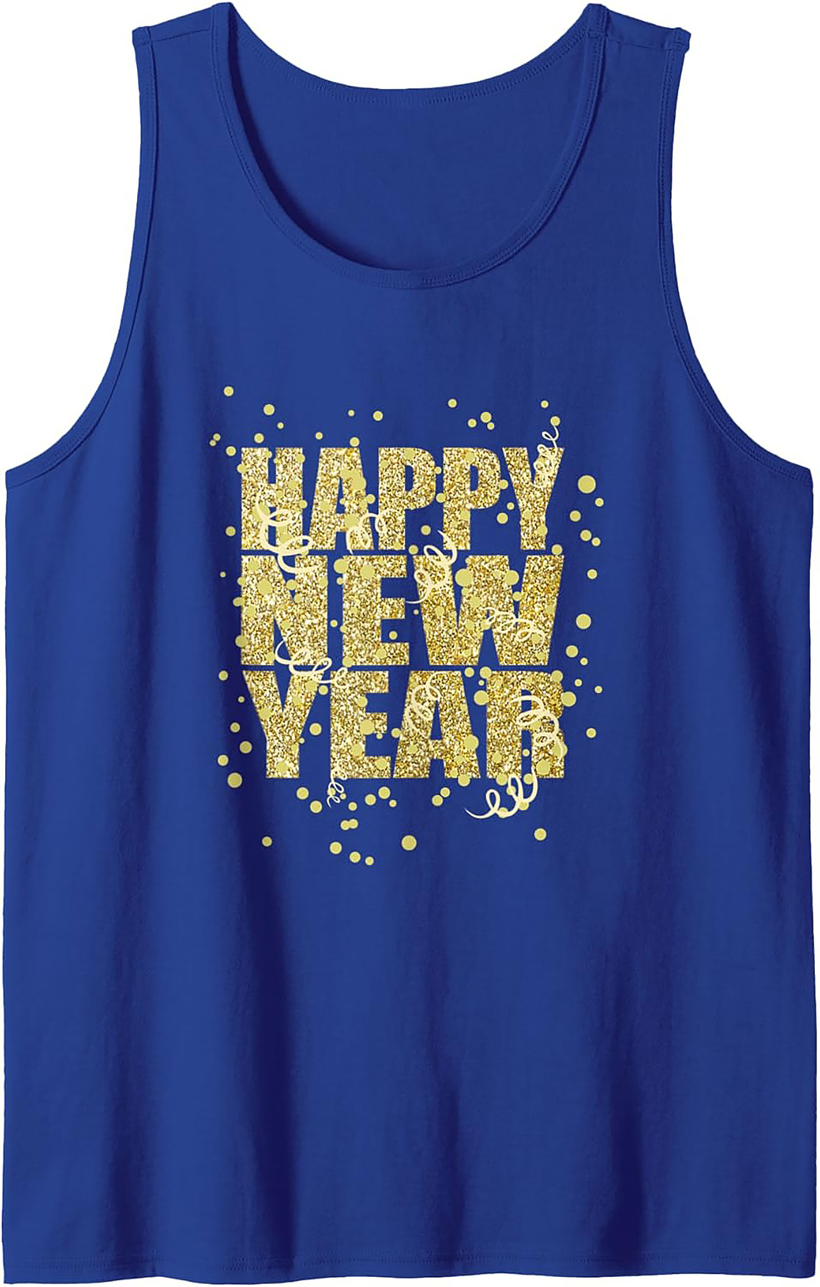 Happy New Year Tank Top Glitter Celebration Sleeveless Shirt