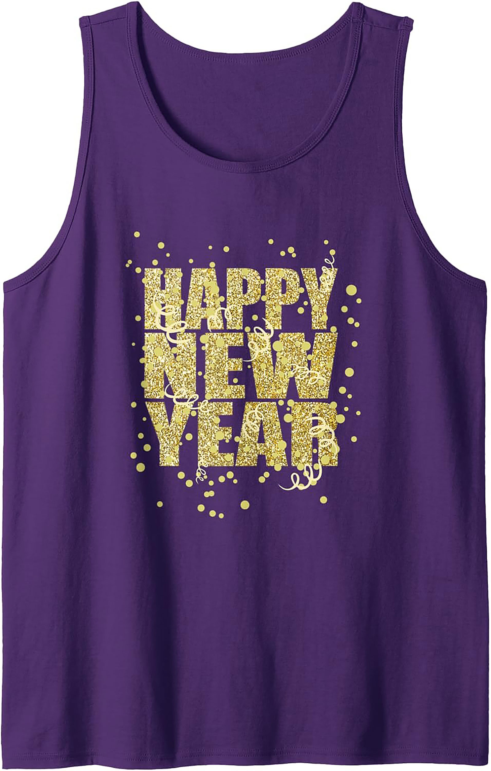 Happy New Year Tank Top Glitter Celebration Sleeveless Shirt