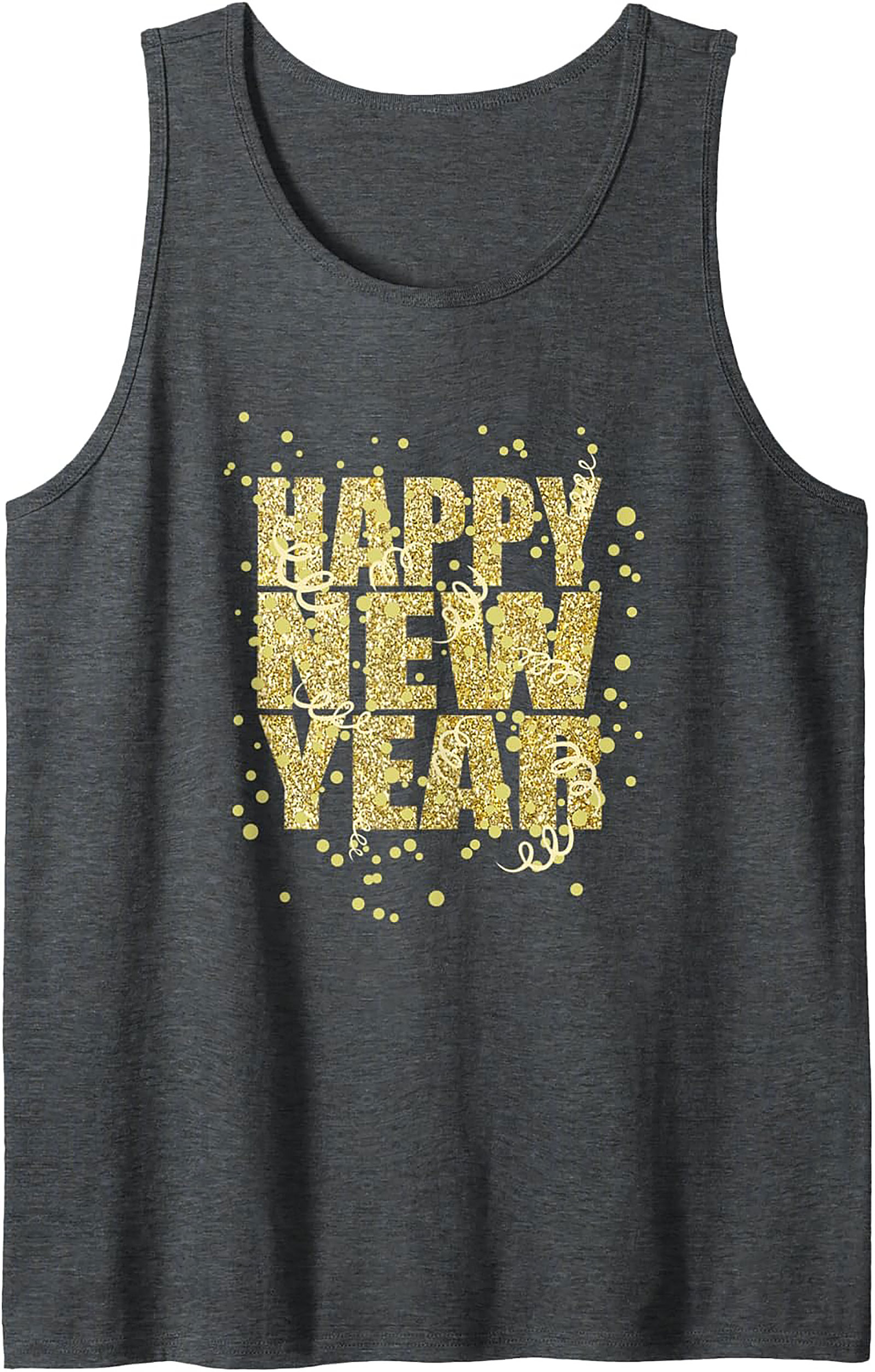 Happy New Year Tank Top Glitter Celebration Sleeveless Shirt