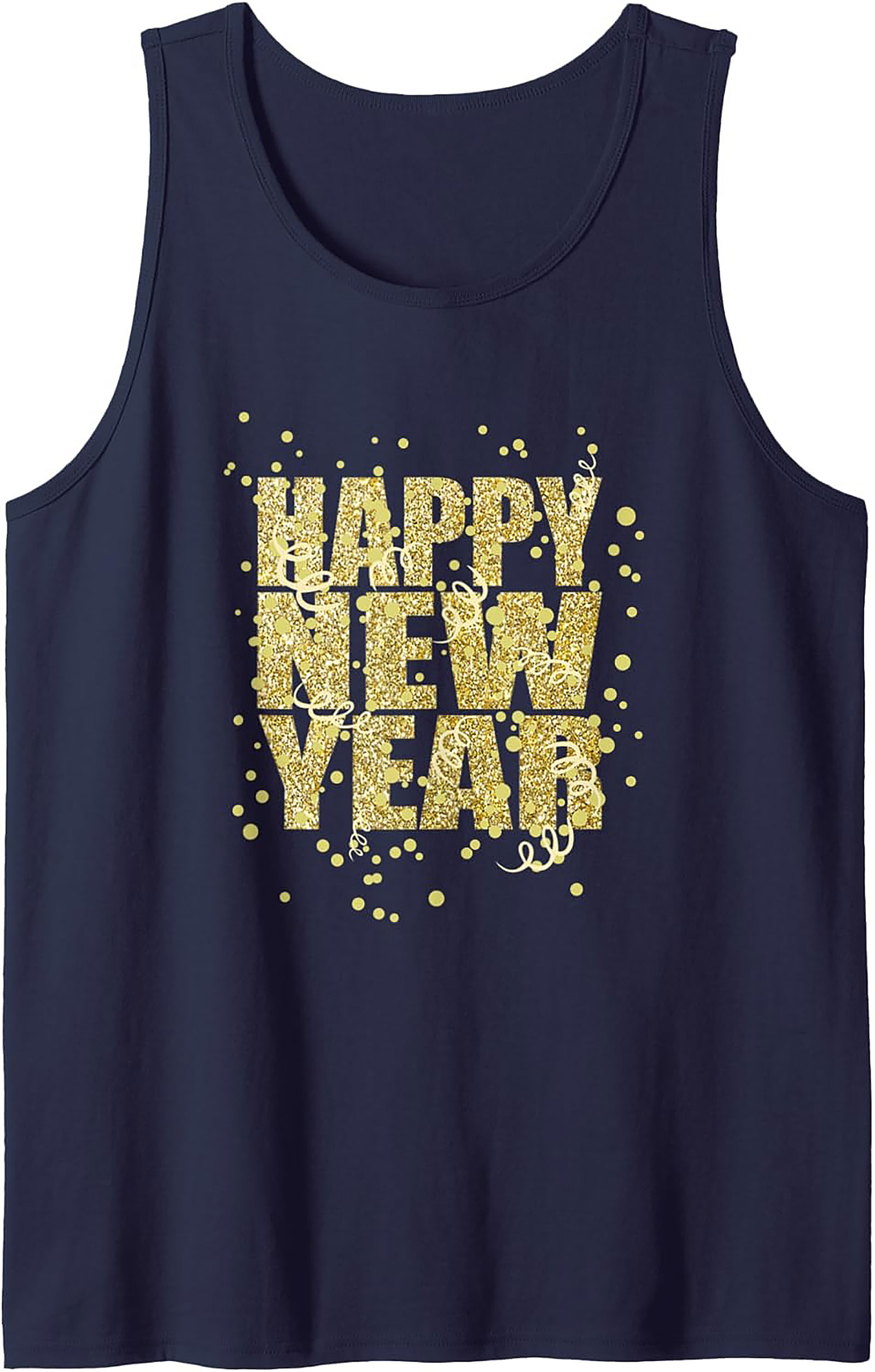 Happy New Year Tank Top Glitter Celebration Sleeveless Shirt