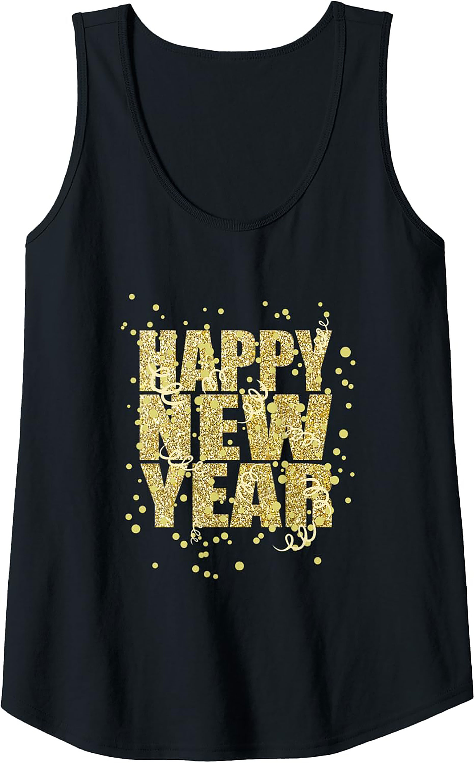 Happy New Year Tank Top Glitter Celebration Sleeveless Shirt