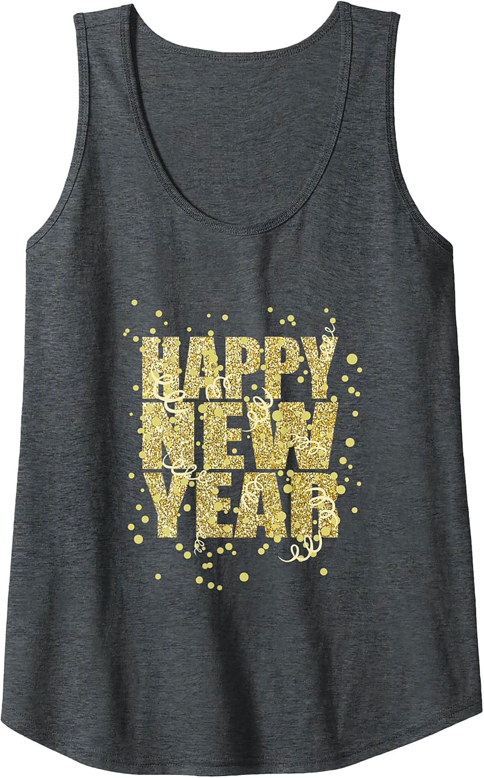 Happy New Year Tank Top Glitter Celebration Sleeveless Shirt
