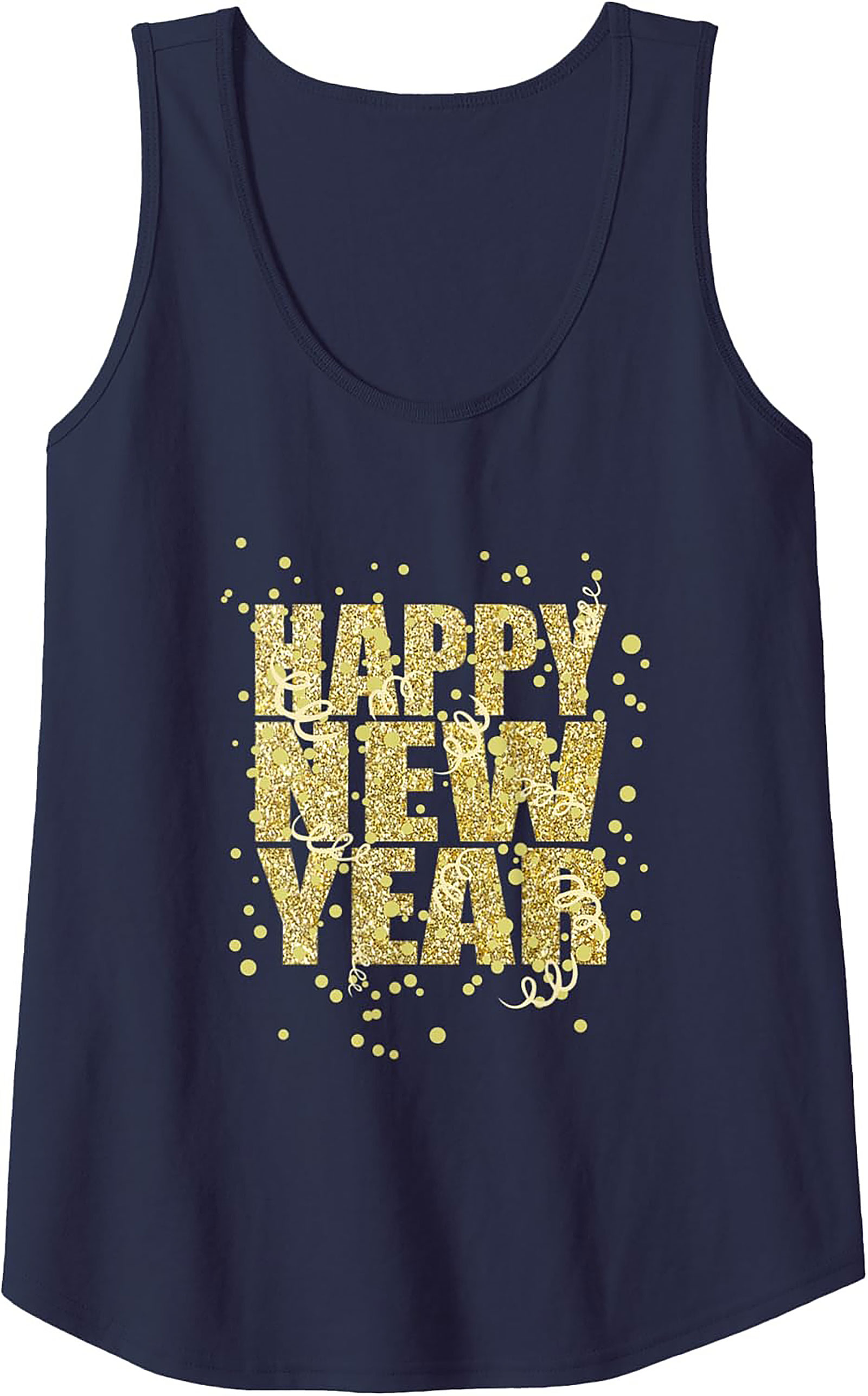 Happy New Year Tank Top Glitter Celebration Sleeveless Shirt