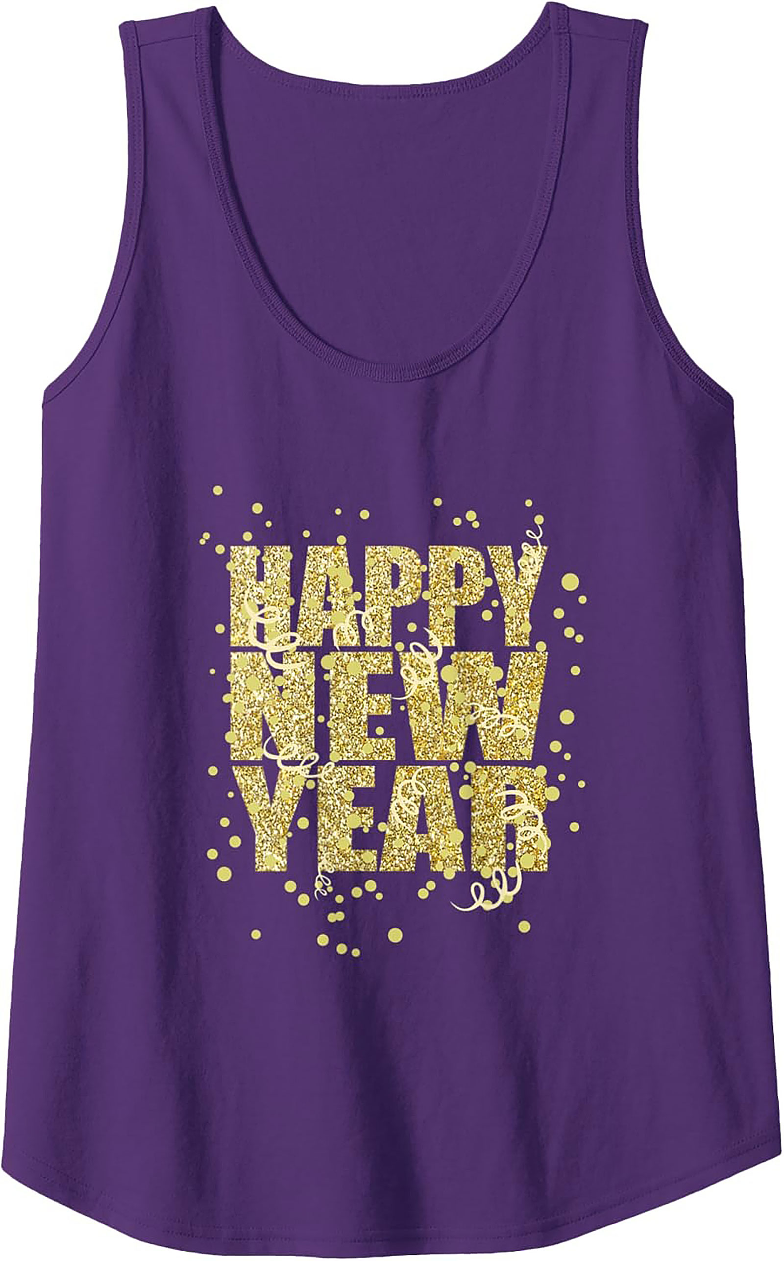 Happy New Year Tank Top Glitter Celebration Sleeveless Shirt