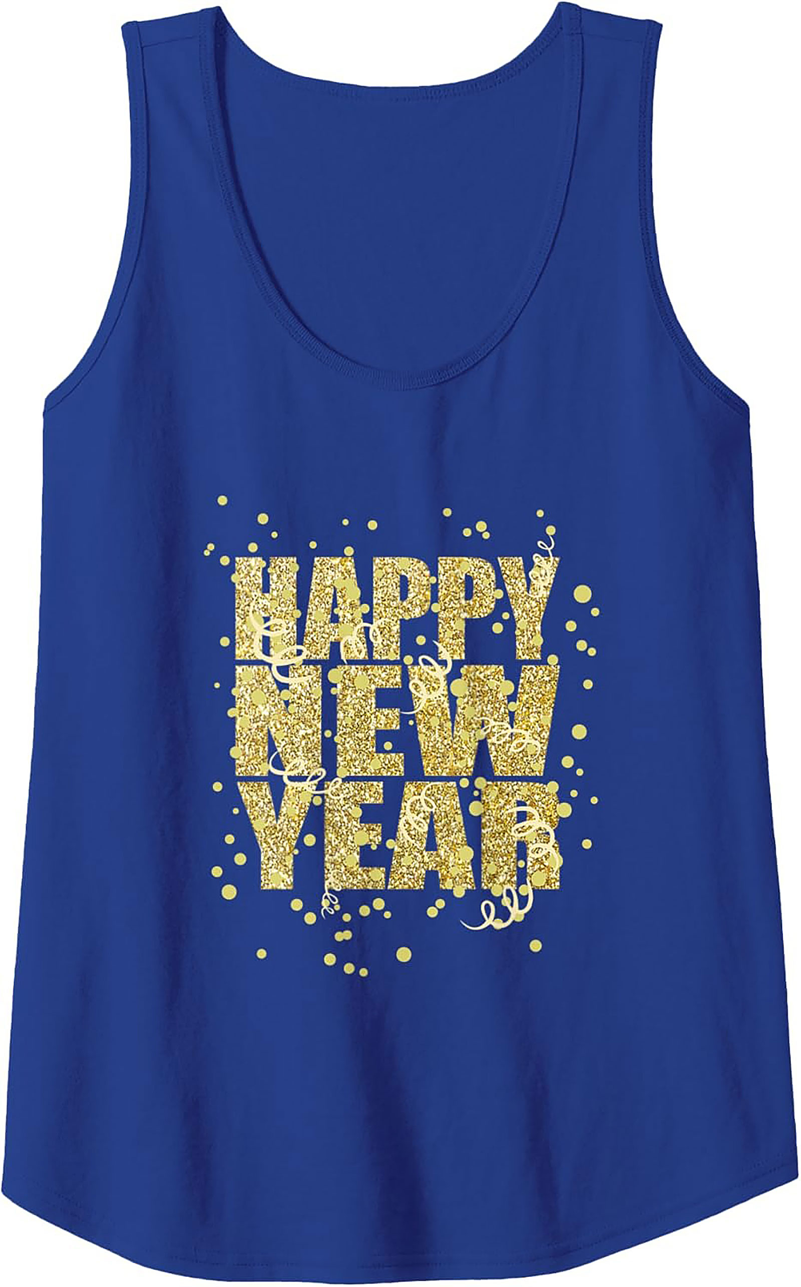 Happy New Year Tank Top Glitter Celebration Sleeveless Shirt