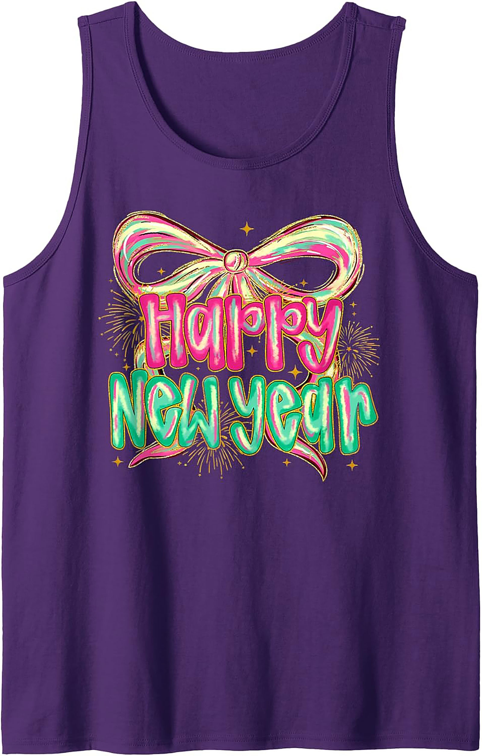 Happy New Year Graphic Tank Festive Sleeveless Shirt