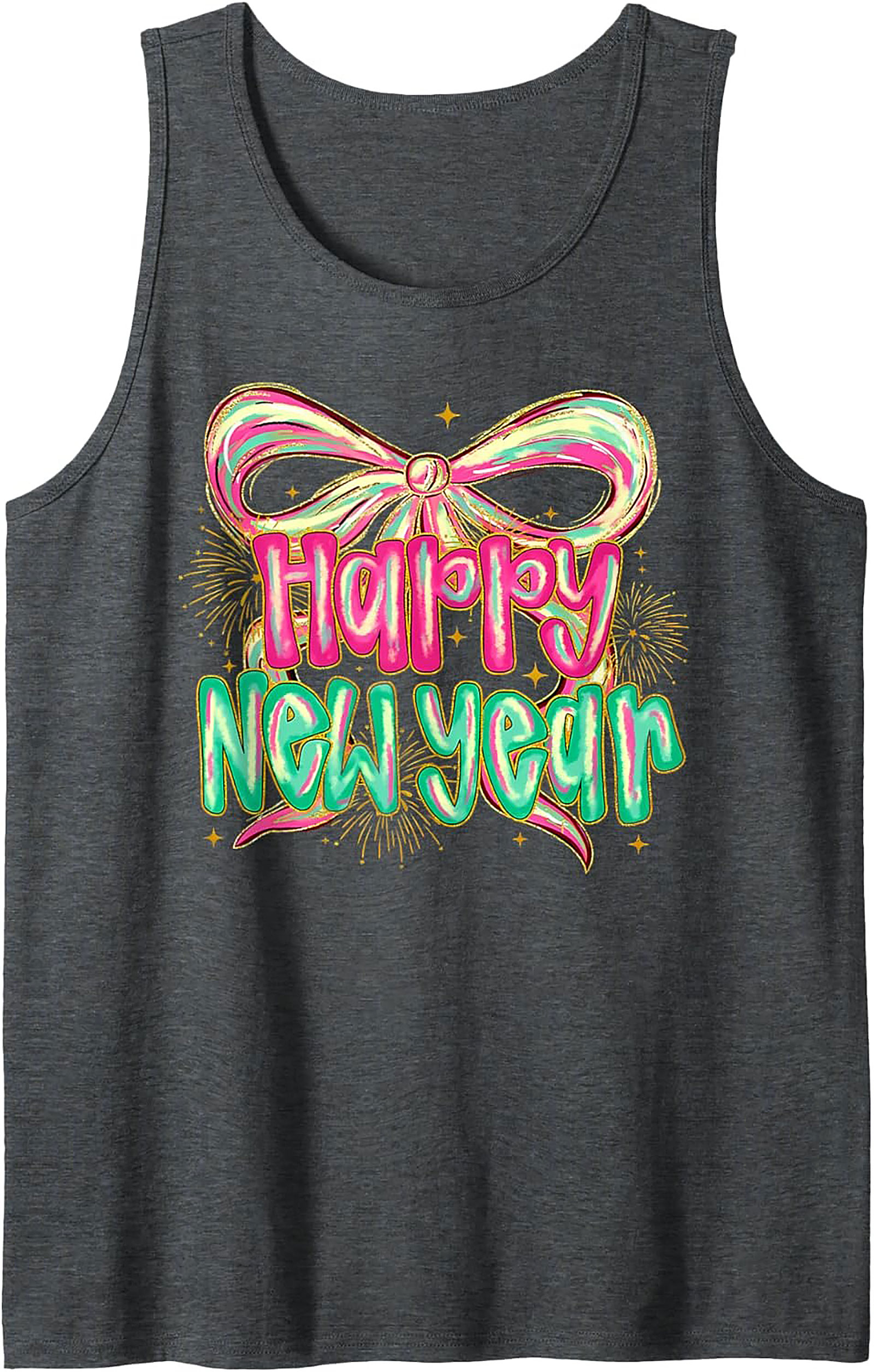 Happy New Year Graphic Tank Festive Sleeveless Shirt