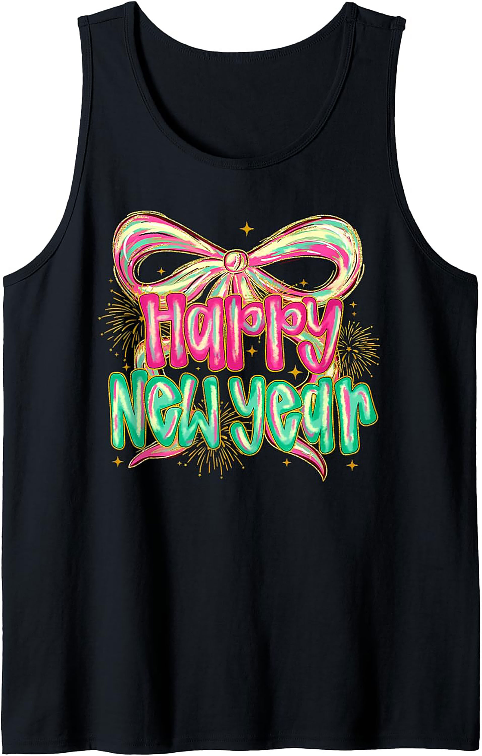Happy New Year Graphic Tank Festive Sleeveless Shirt