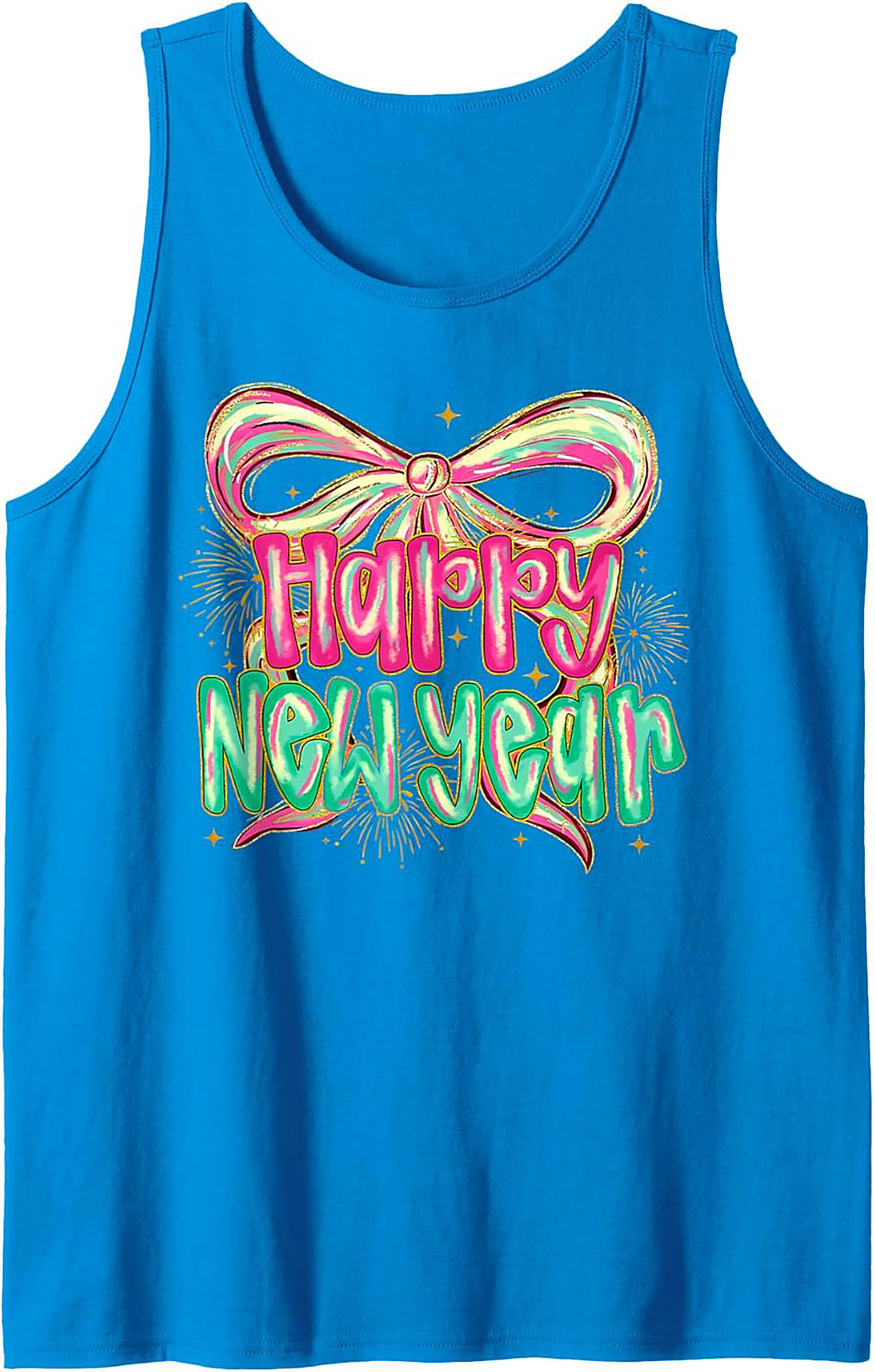 Happy New Year Graphic Tank Festive Sleeveless Shirt