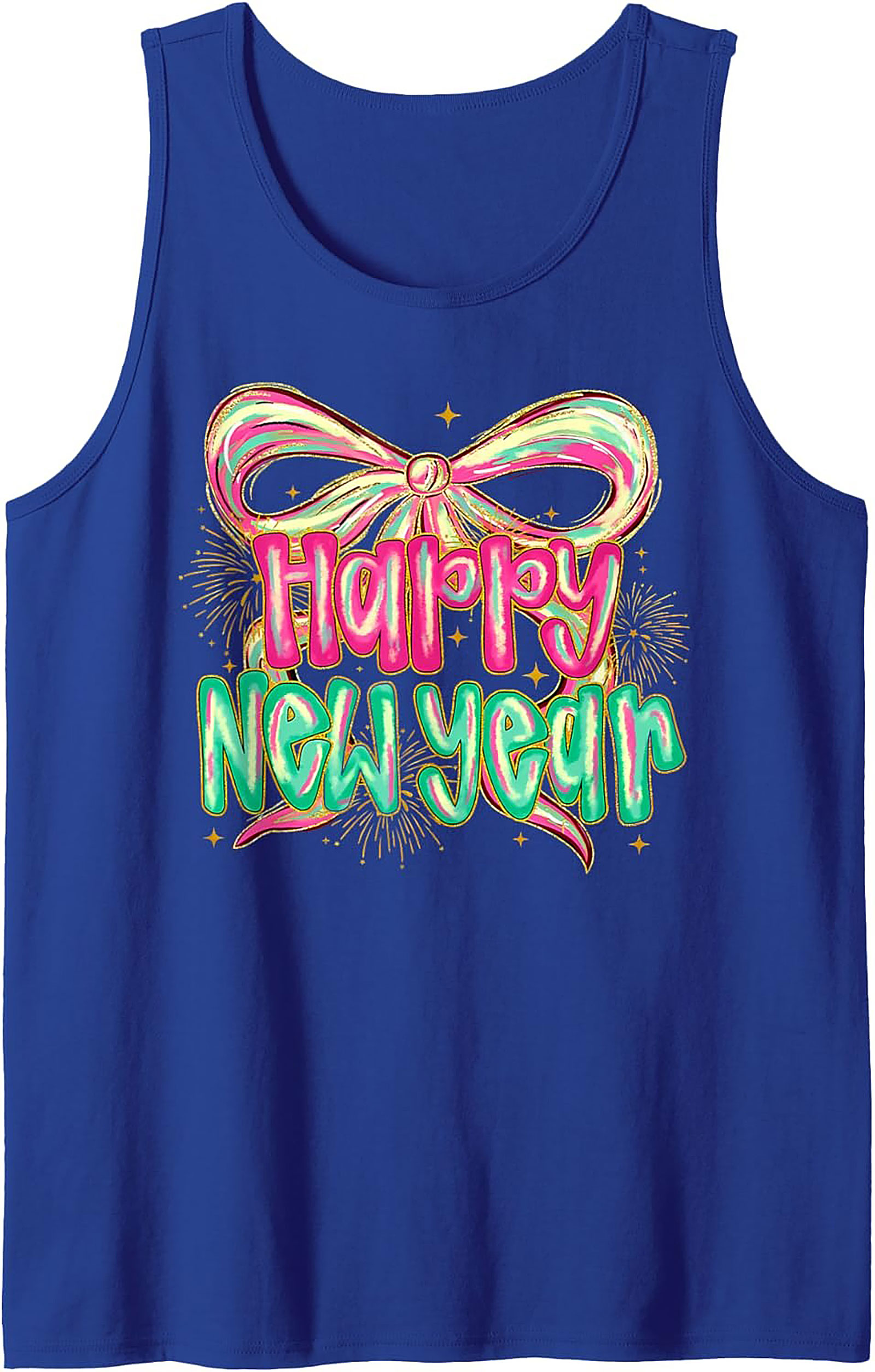 Happy New Year Graphic Tank Festive Sleeveless Shirt