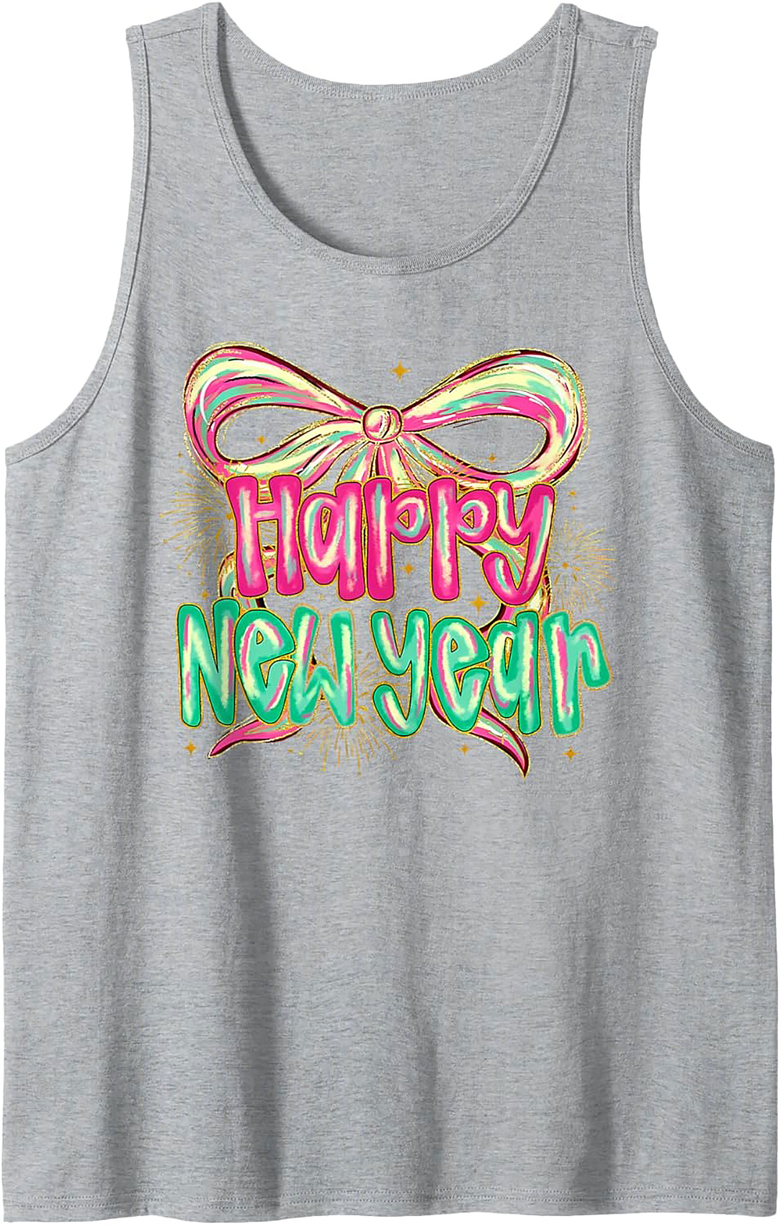 Happy New Year Graphic Tank Festive Sleeveless Shirt