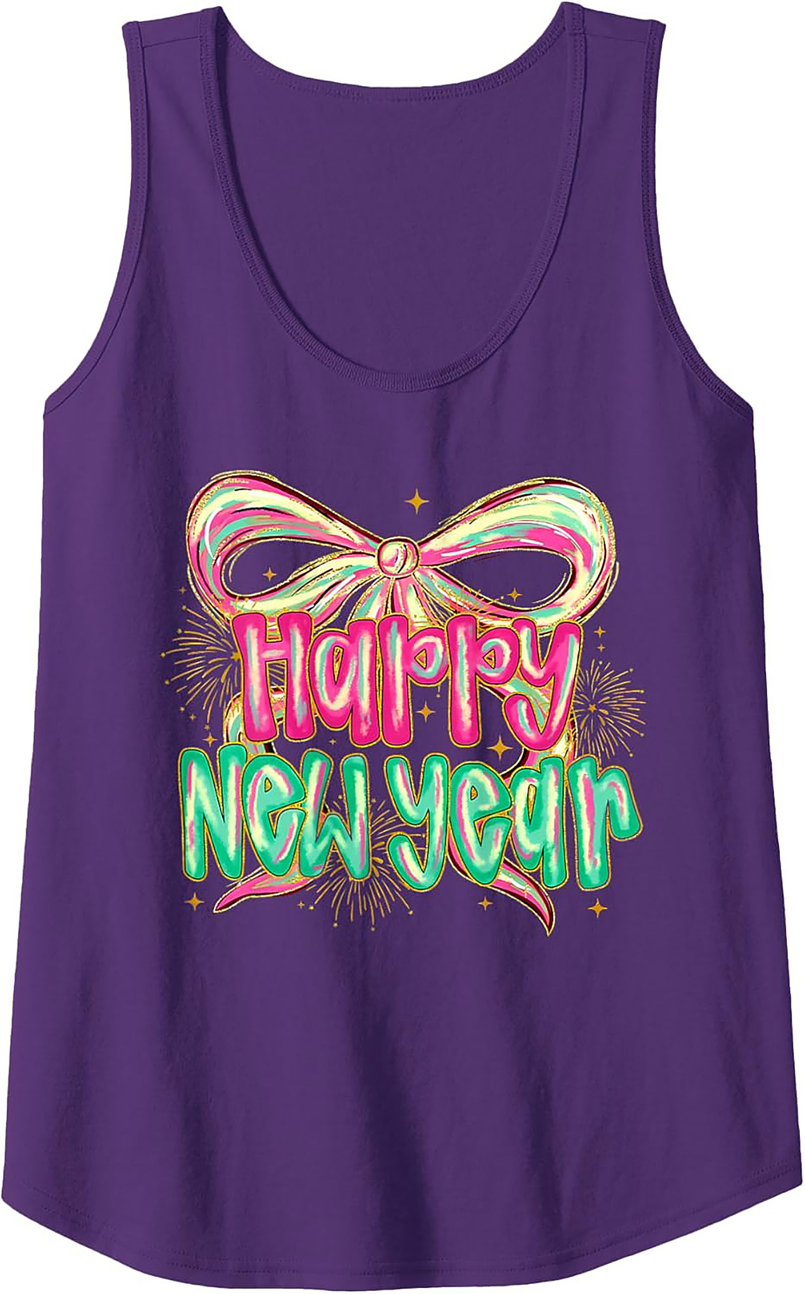 Happy New Year Graphic Tank Festive Sleeveless Shirt