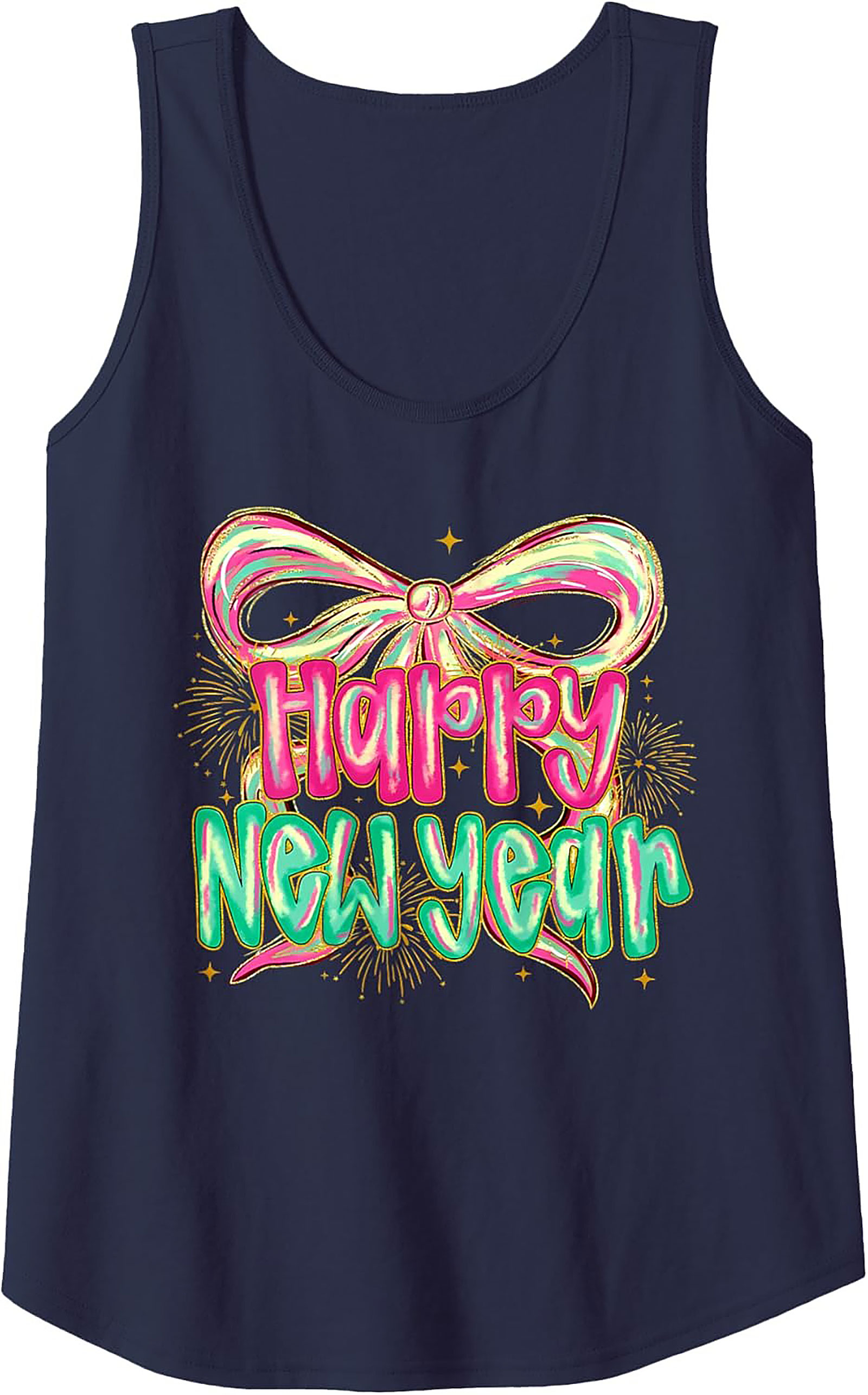 Happy New Year Graphic Tank Festive Sleeveless Shirt