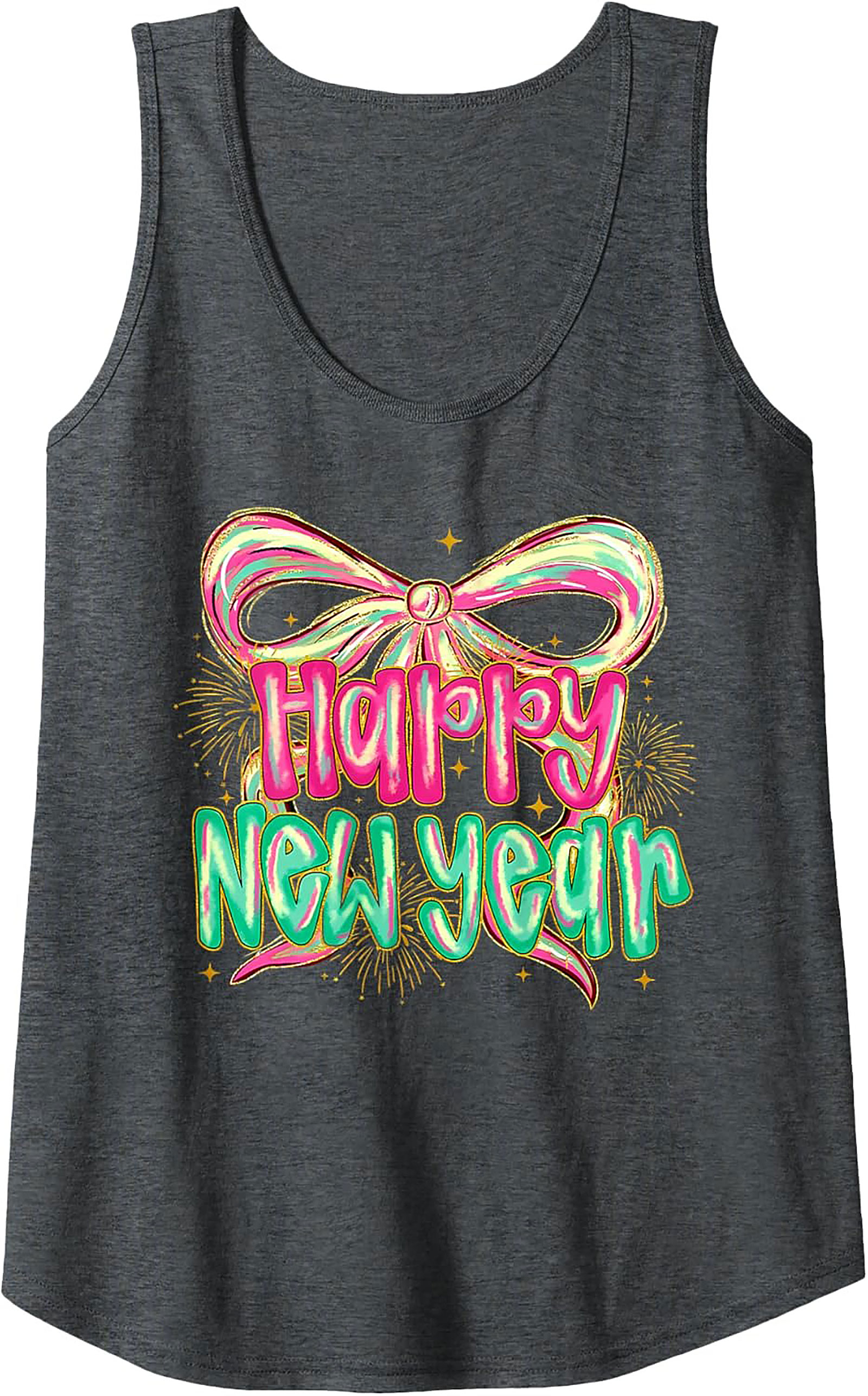 Happy New Year Graphic Tank Festive Sleeveless Shirt