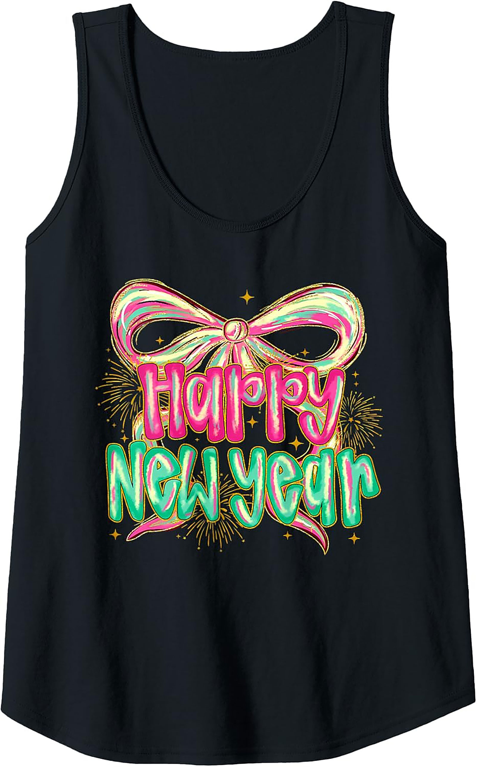 Happy New Year Graphic Tank Festive Sleeveless Shirt