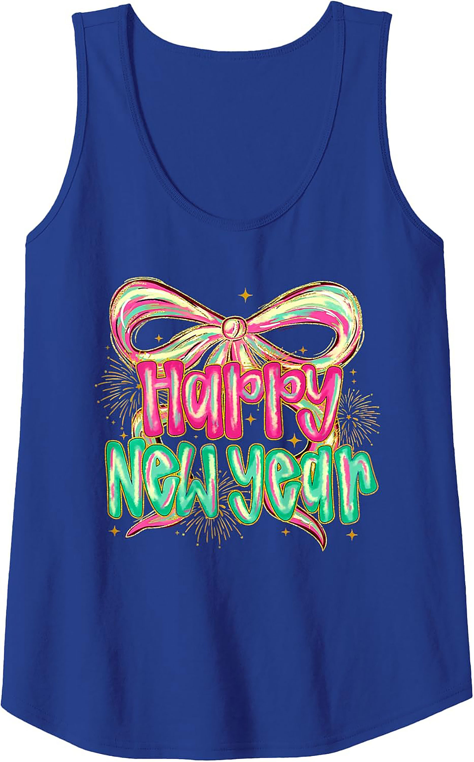 Happy New Year Graphic Tank Festive Sleeveless Shirt