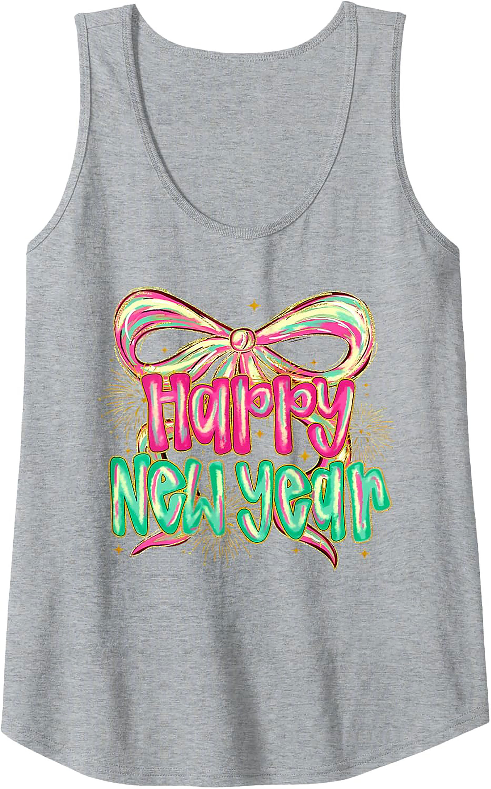 Happy New Year Graphic Tank Festive Sleeveless Shirt