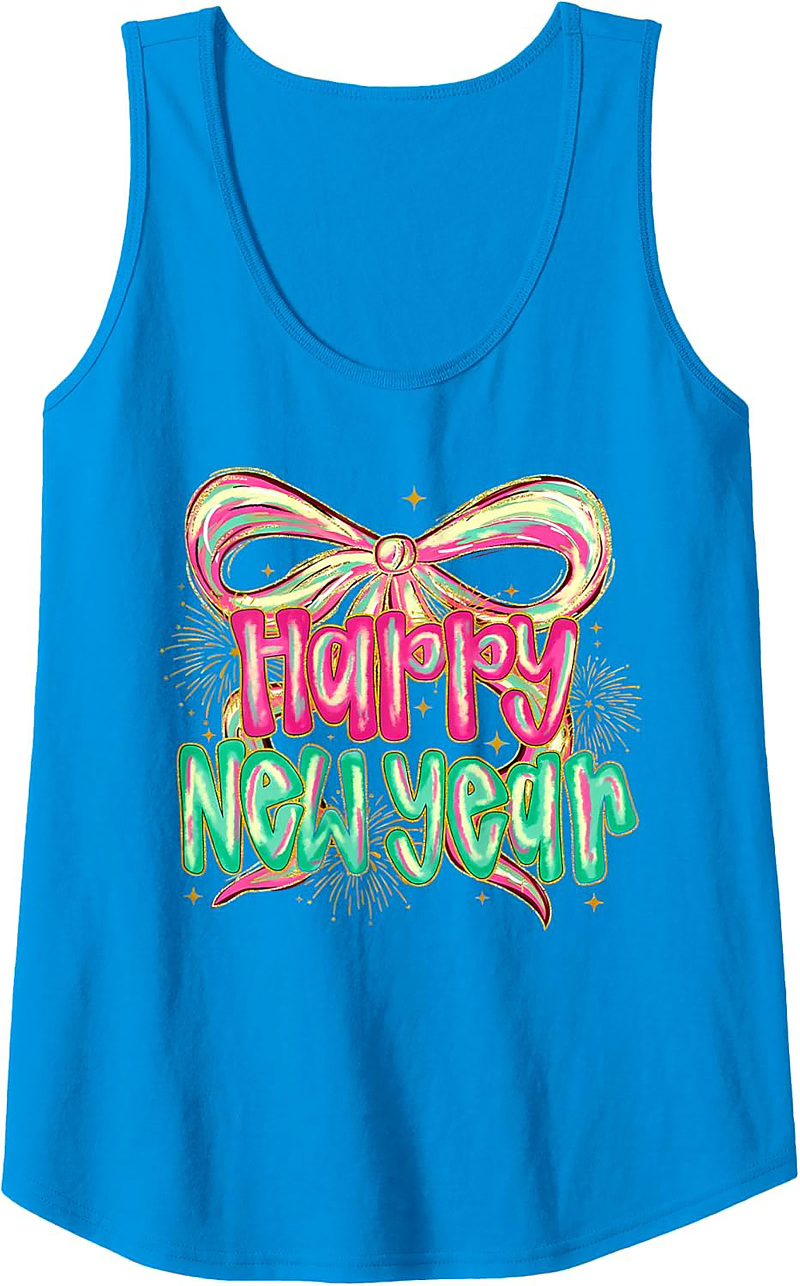 Happy New Year Graphic Tank Festive Sleeveless Shirt