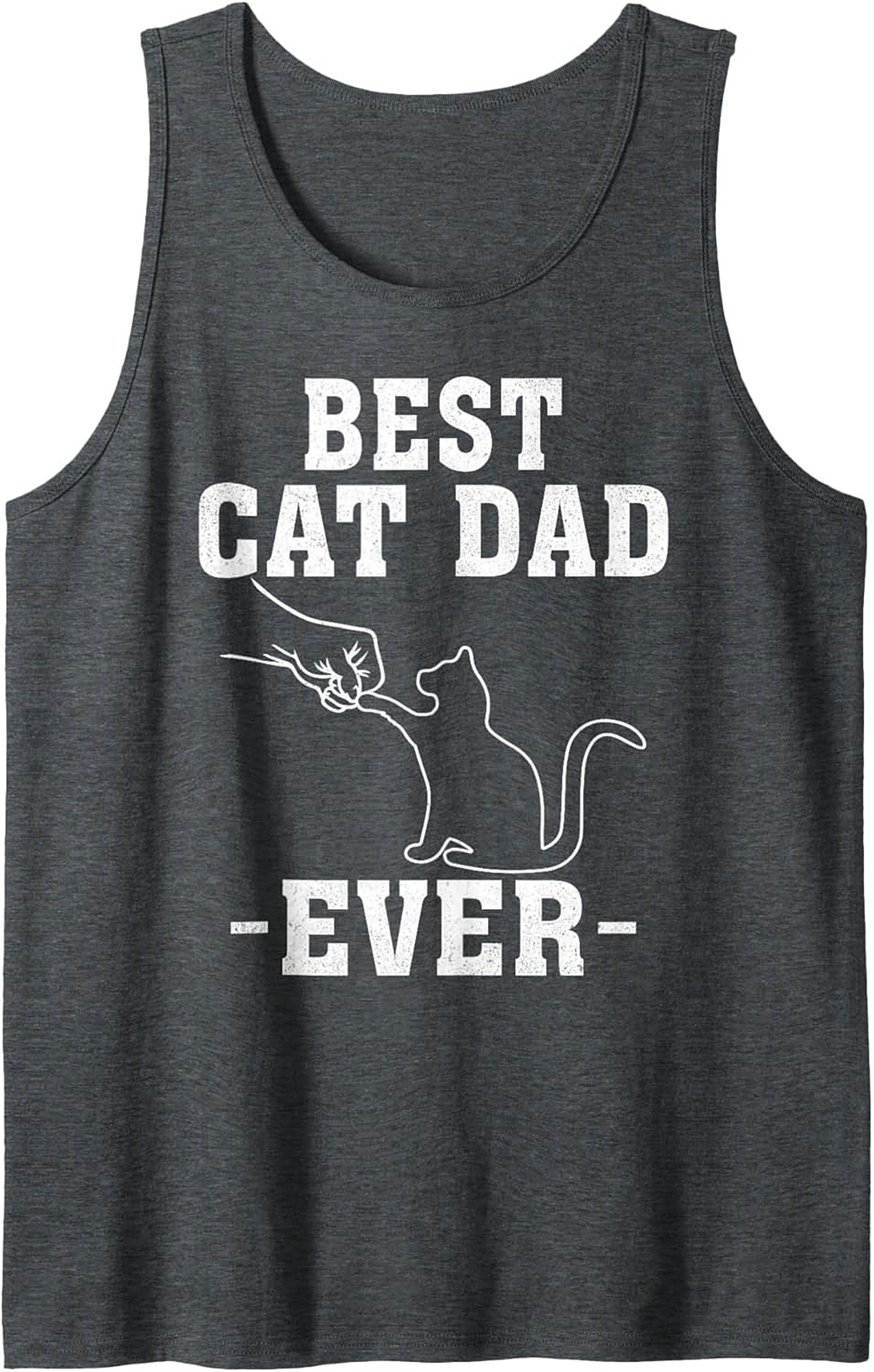 Best Cat Dad Ever Graphic Tank Top Sleeveless Shirt Gift