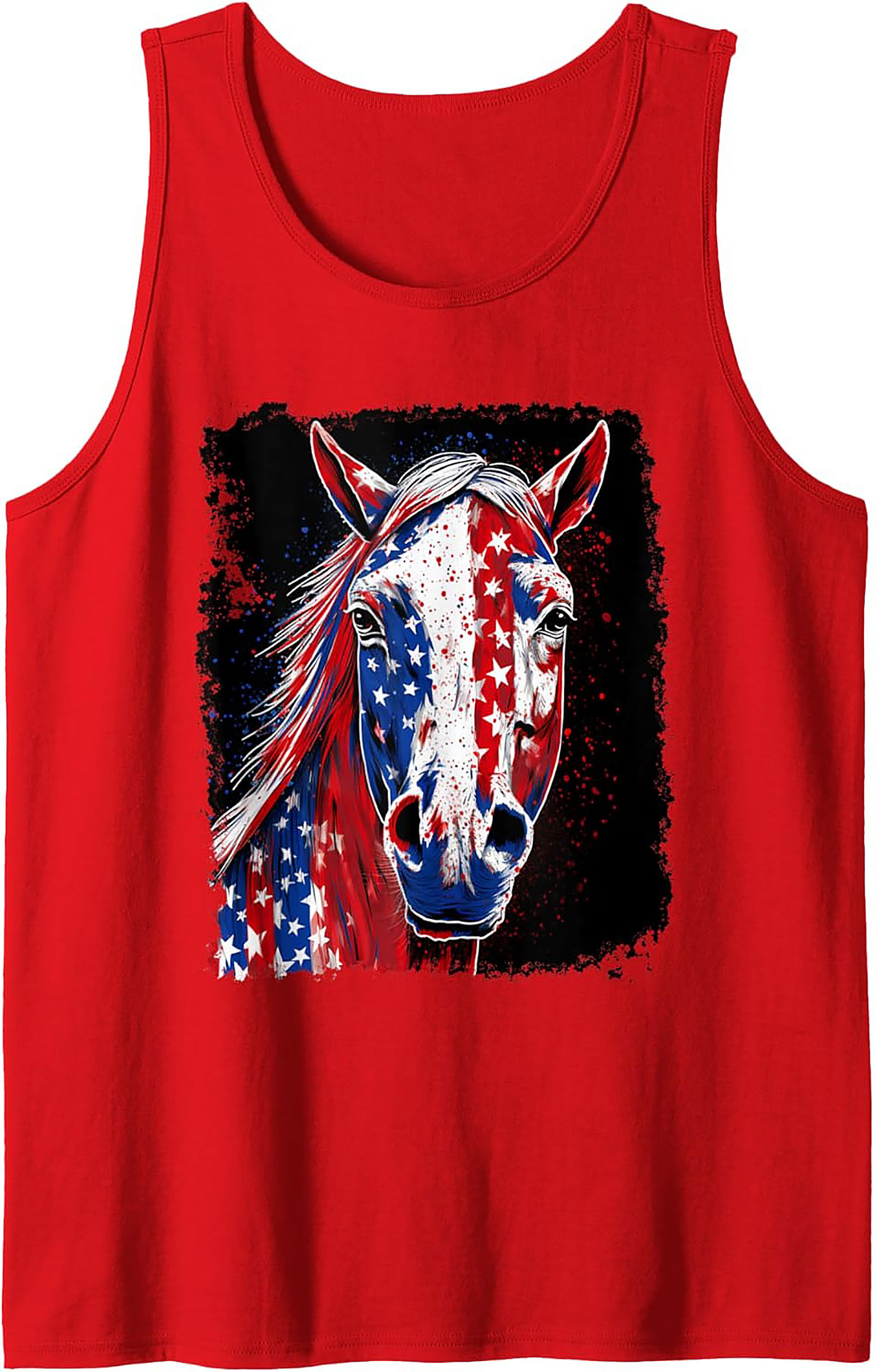 Patriotic Horse Graphic Tank Top | USA Sleeveless Shirt