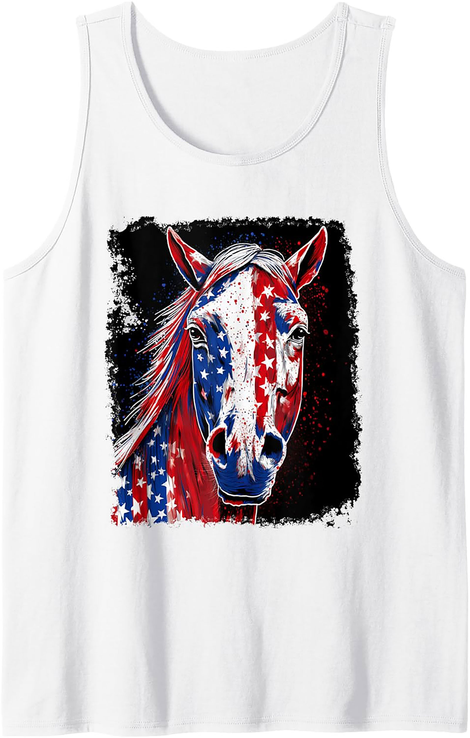 Patriotic Horse Graphic Tank Top | USA Sleeveless Shirt