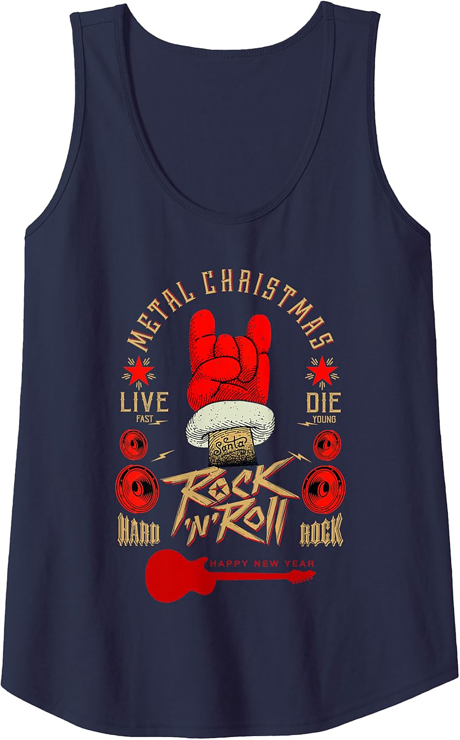 Metal Christmas Tank Top Rock Holiday Sleeveless Shirt