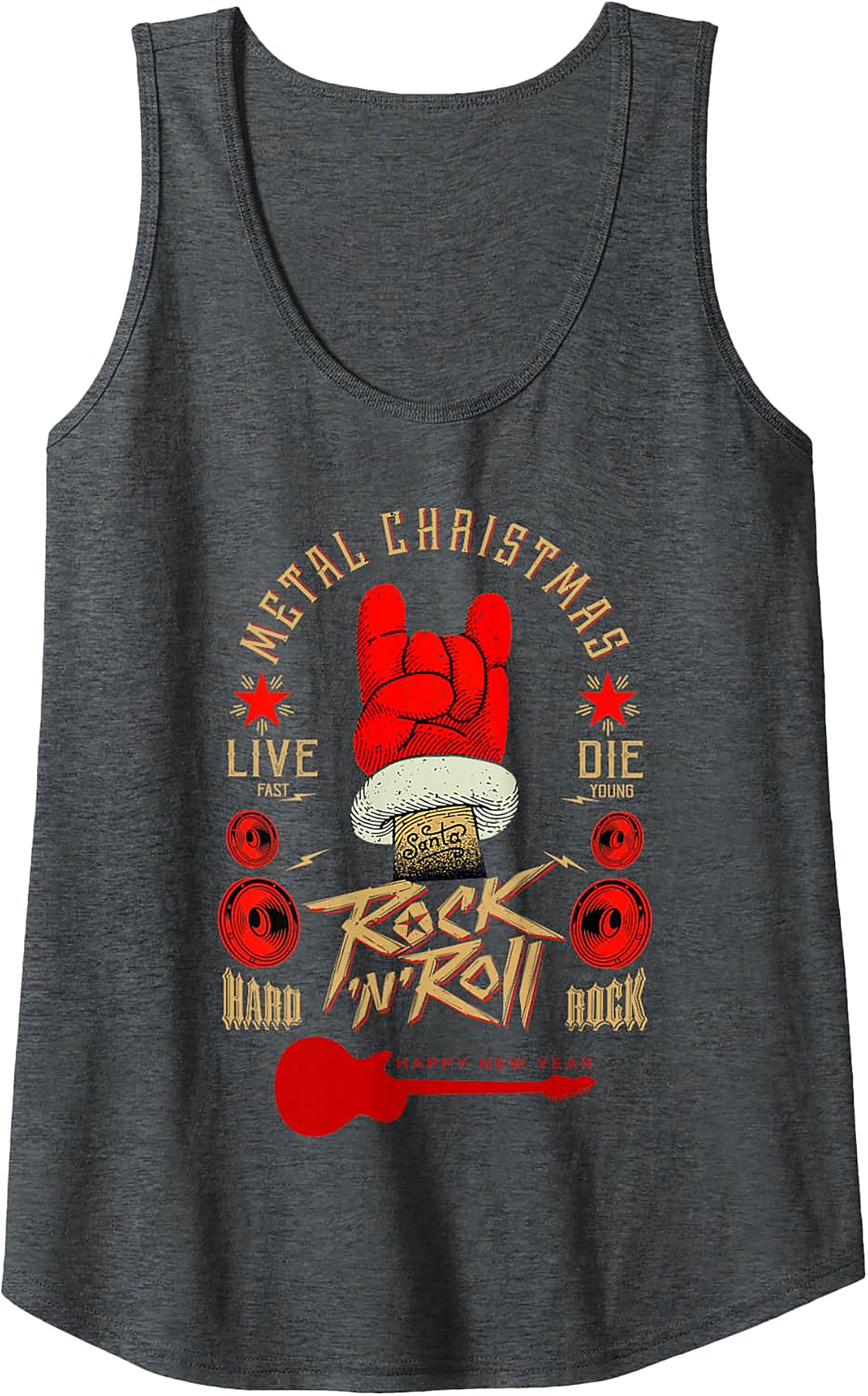 Metal Christmas Tank Top Rock Holiday Sleeveless Shirt