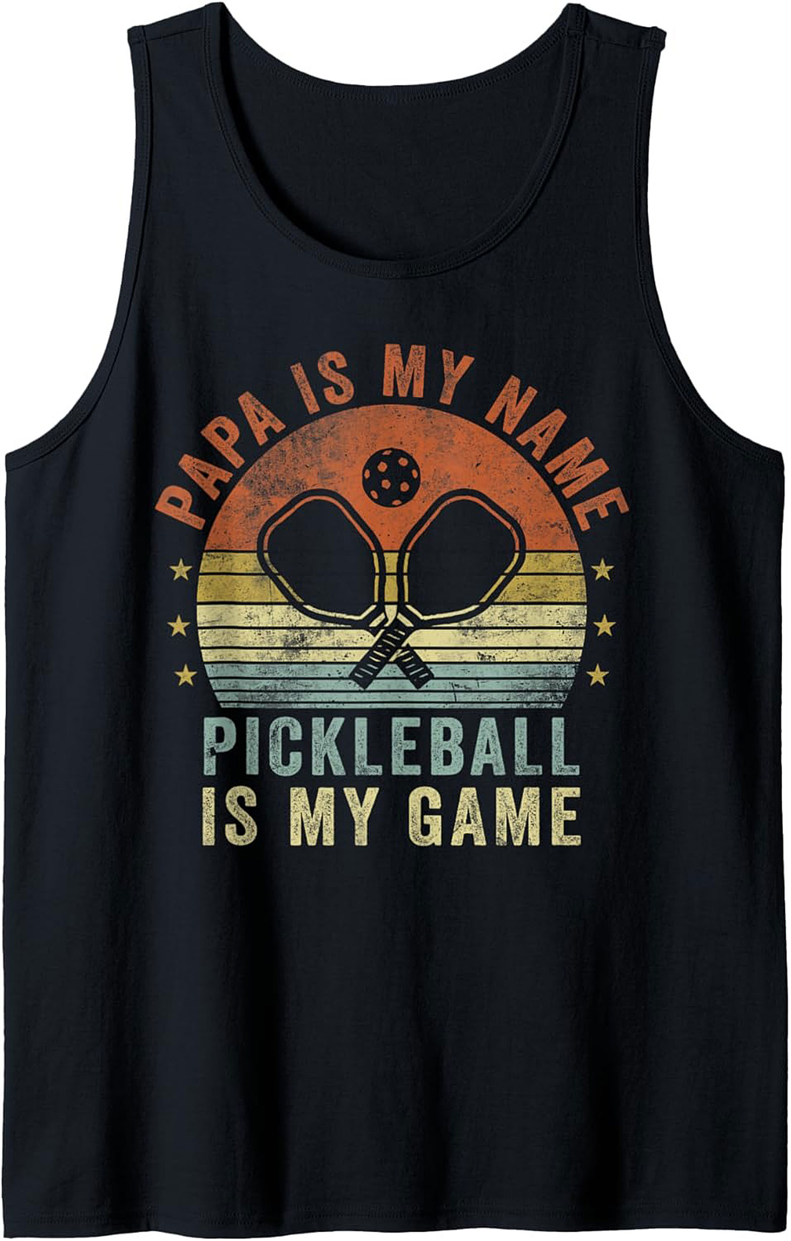 Papa Pickleball Tank Top Vintage Sleeveless Shirt
