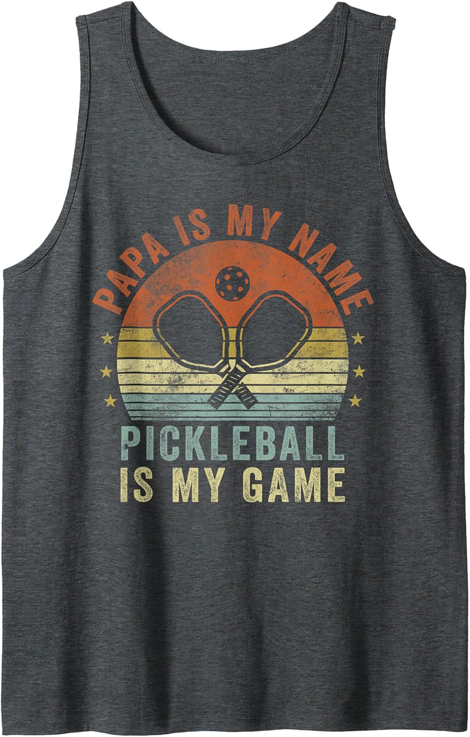 Papa Pickleball Tank Top Vintage Sleeveless Shirt