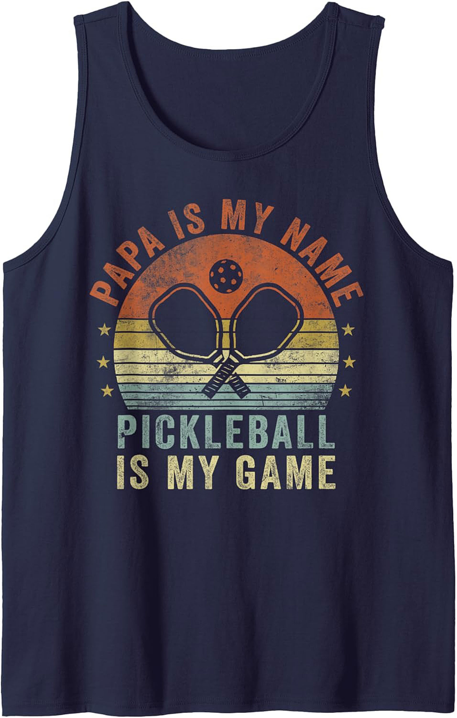 Papa Pickleball Tank Top Vintage Sleeveless Shirt