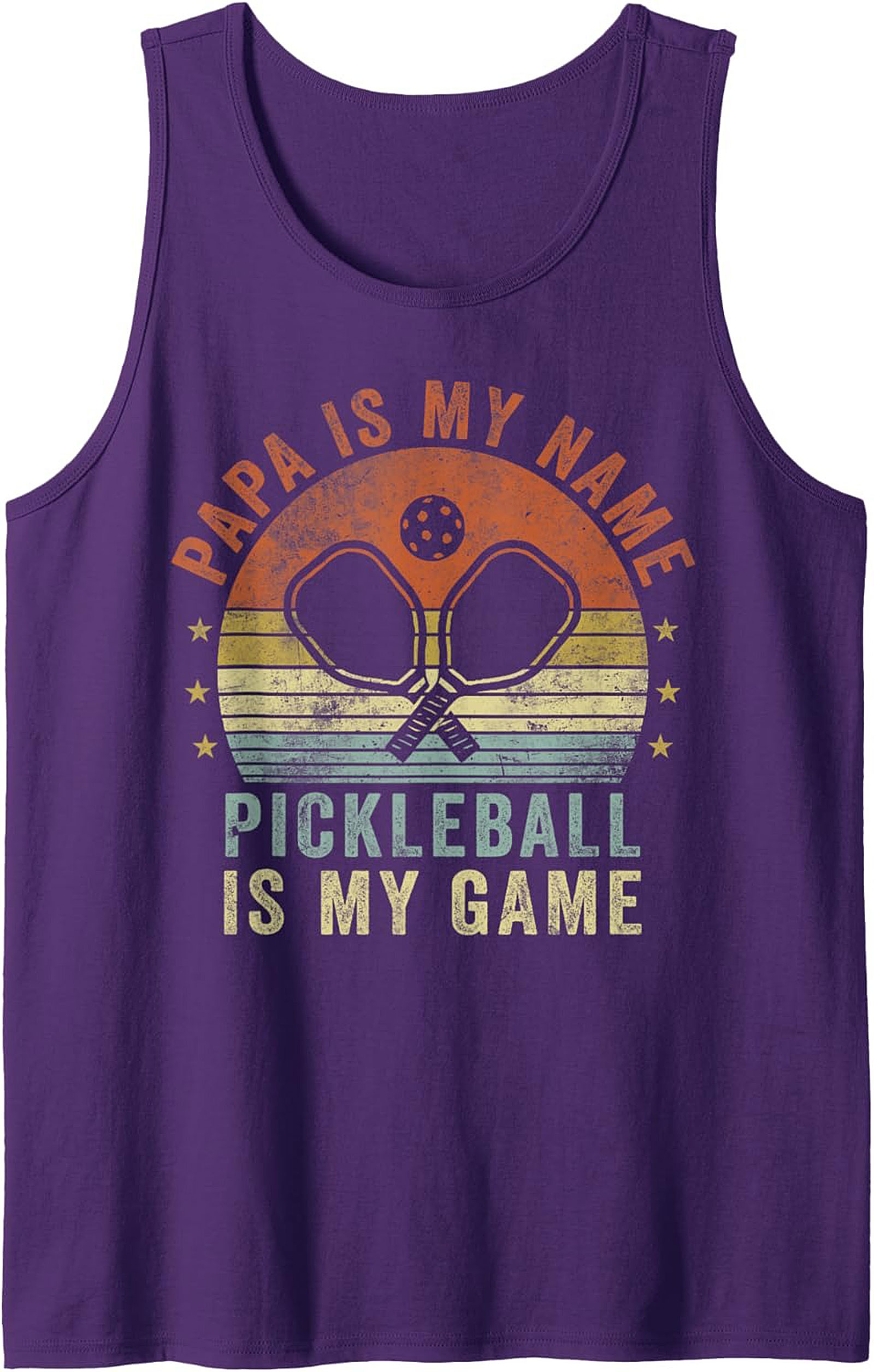 Papa Pickleball Tank Top Vintage Sleeveless Shirt