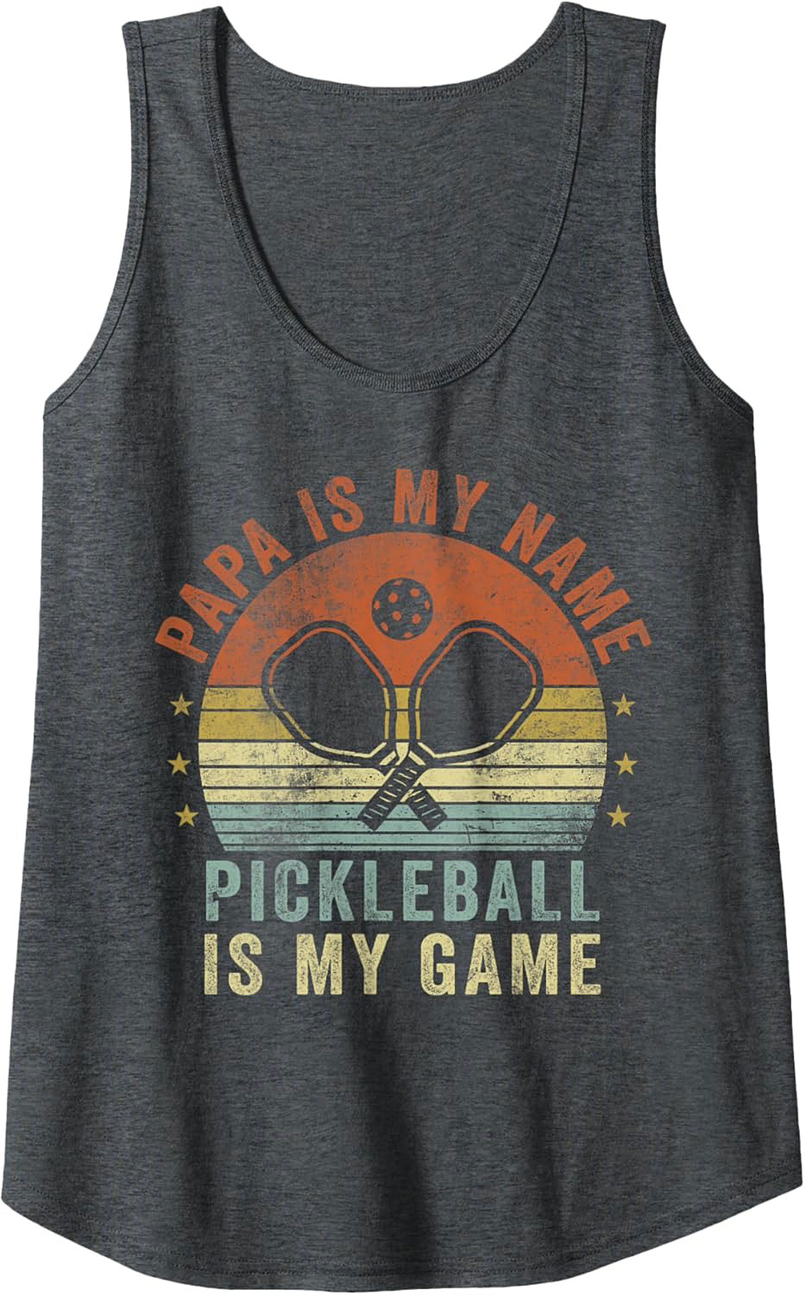Papa Pickleball Tank Top Vintage Sleeveless Shirt