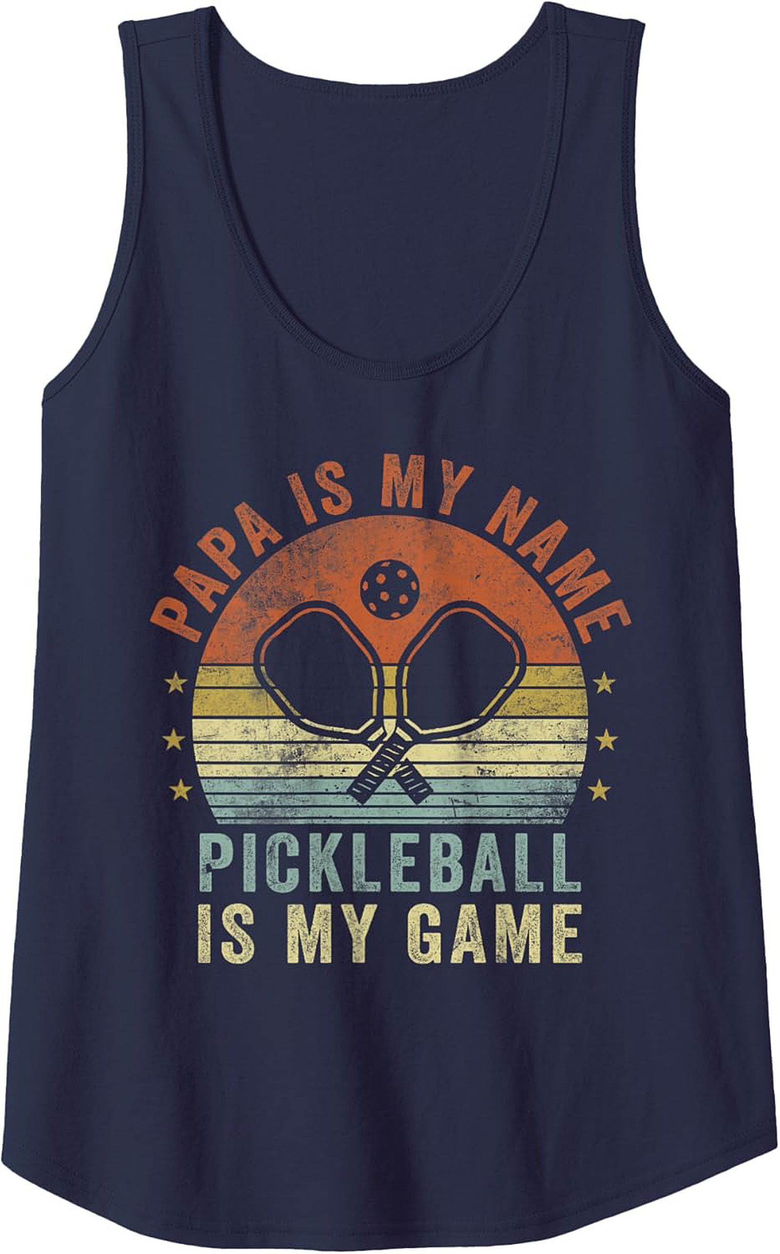 Papa Pickleball Tank Top Vintage Sleeveless Shirt