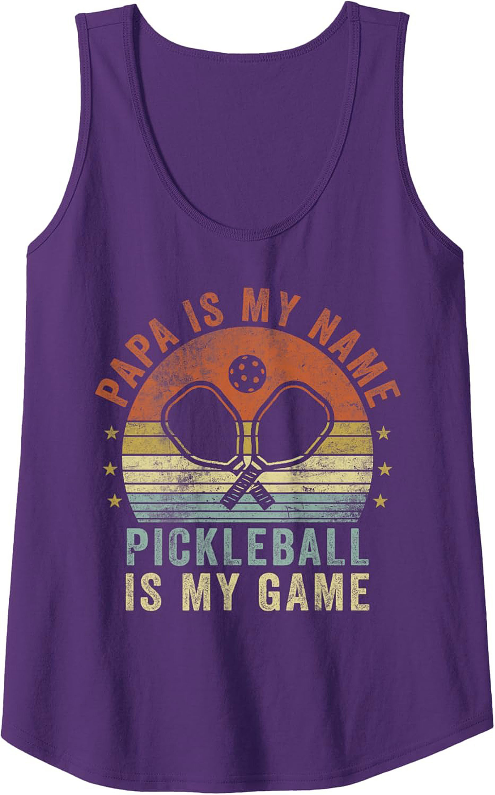 Papa Pickleball Tank Top Vintage Sleeveless Shirt