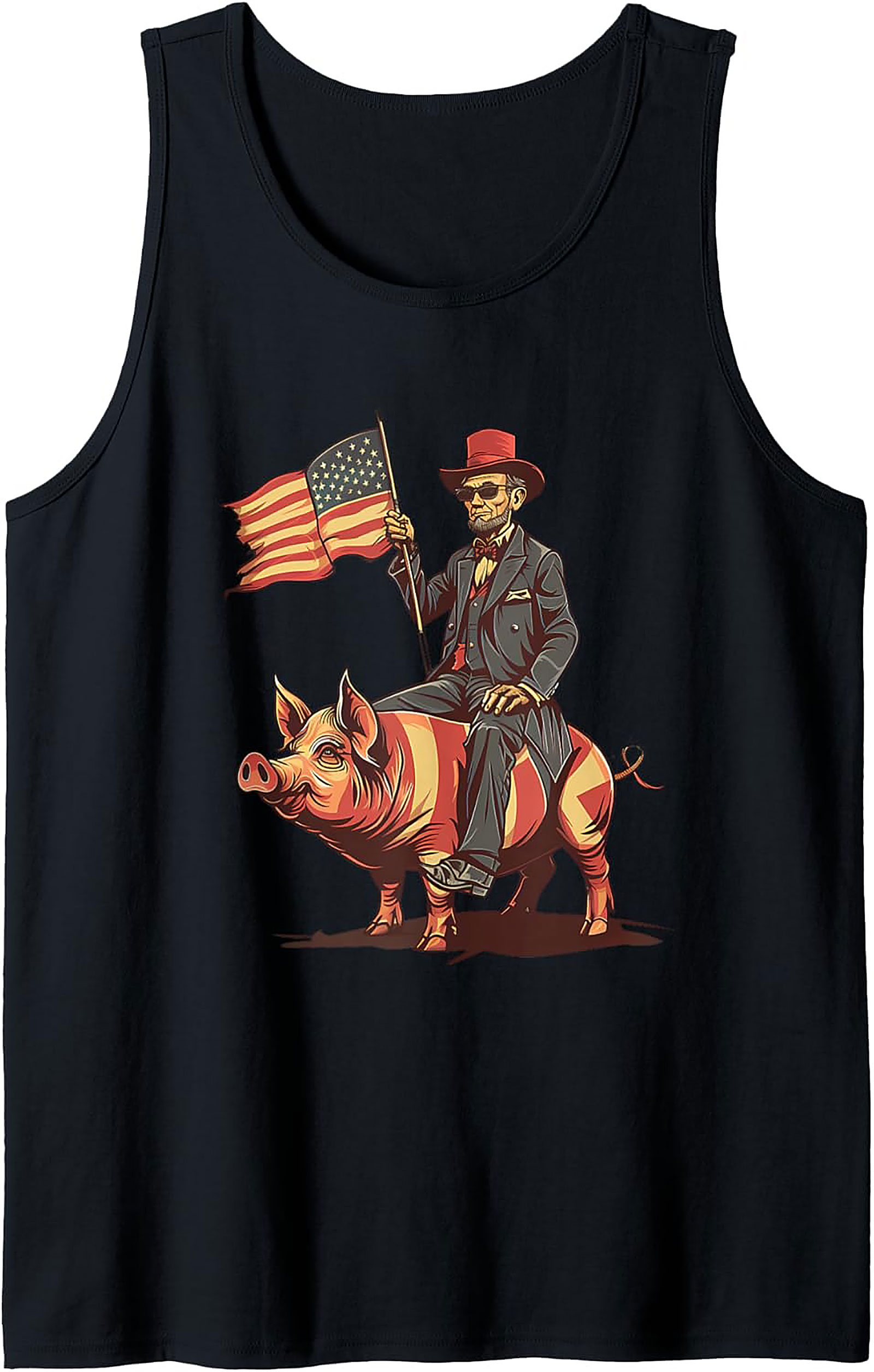 Patriotic Pig Rider Graphic Tank Top | Summer Sleeveless