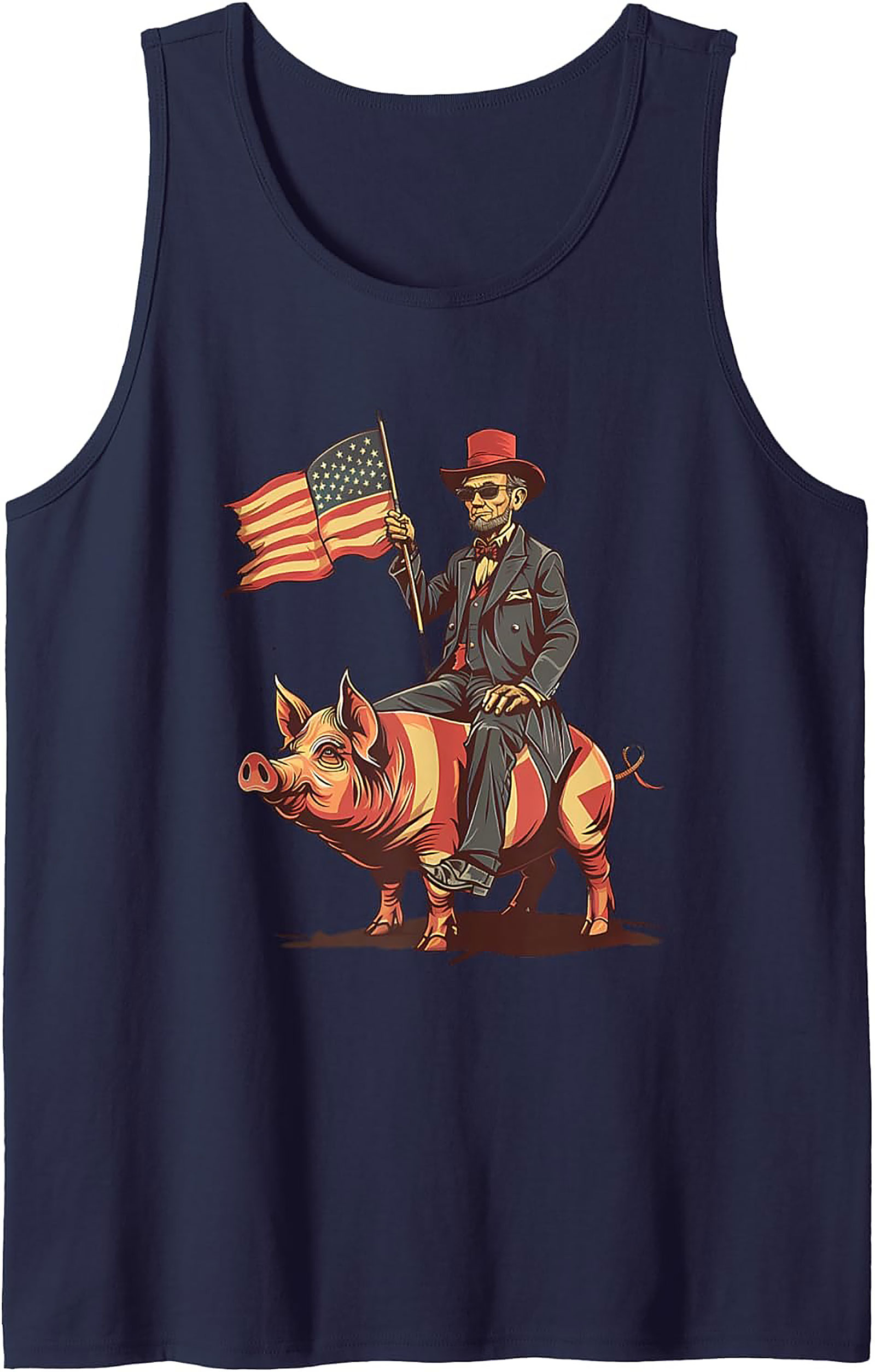 Patriotic Pig Rider Graphic Tank Top | Summer Sleeveless