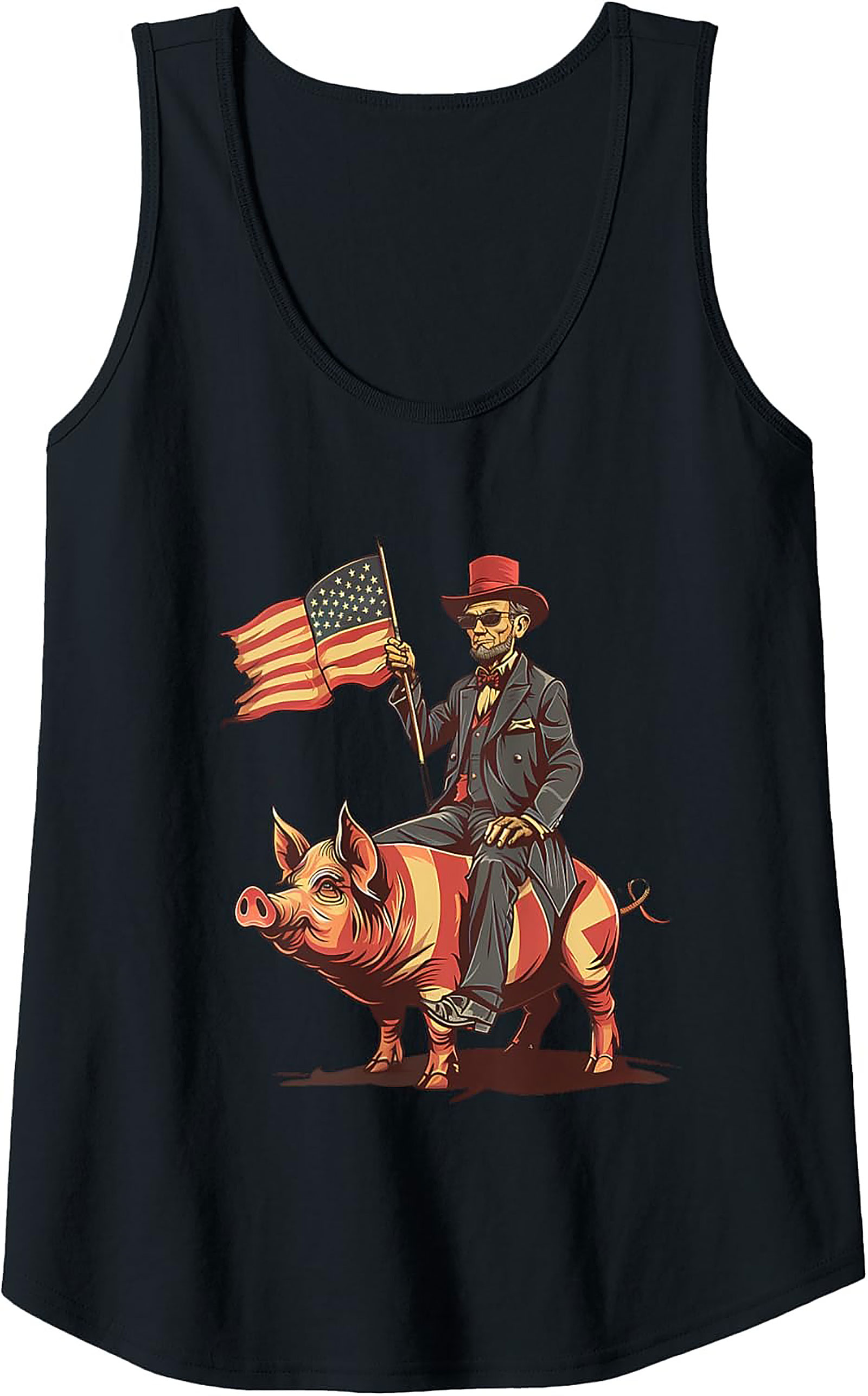 Patriotic Pig Rider Graphic Tank Top | Summer Sleeveless