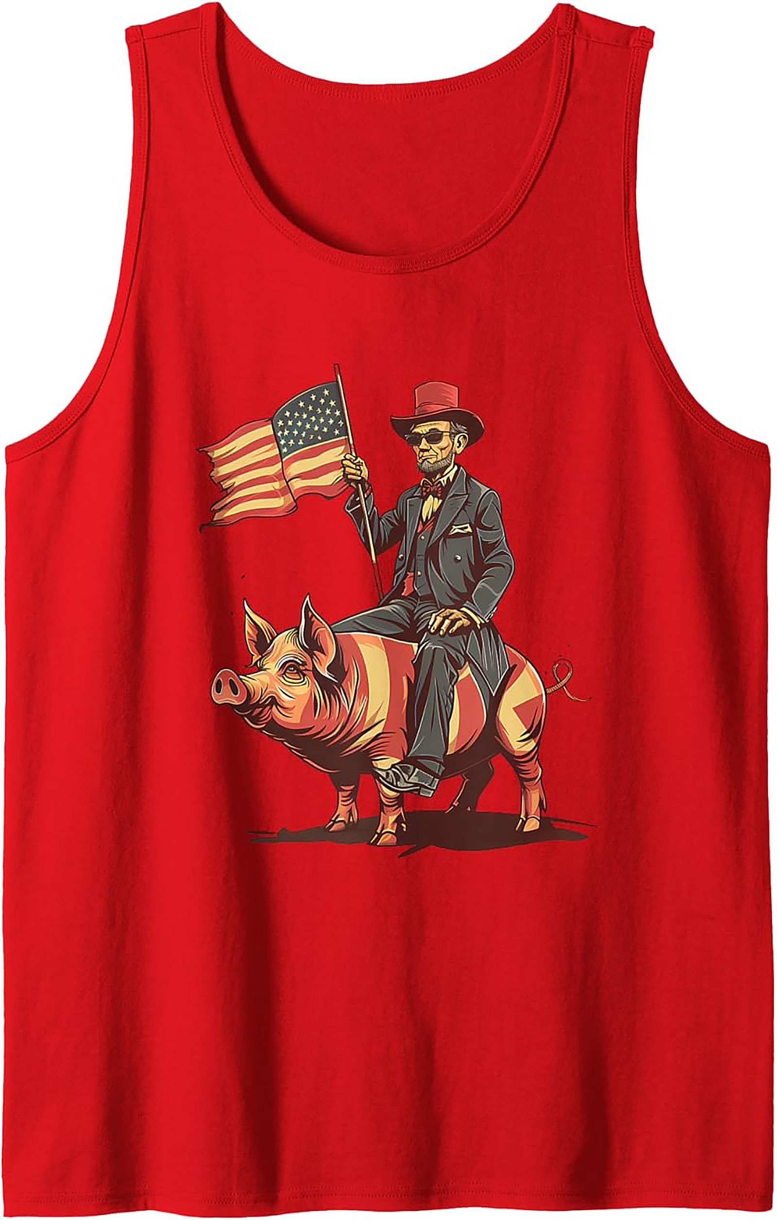 Patriotic Pig Rider Graphic Tank Top | Summer Sleeveless