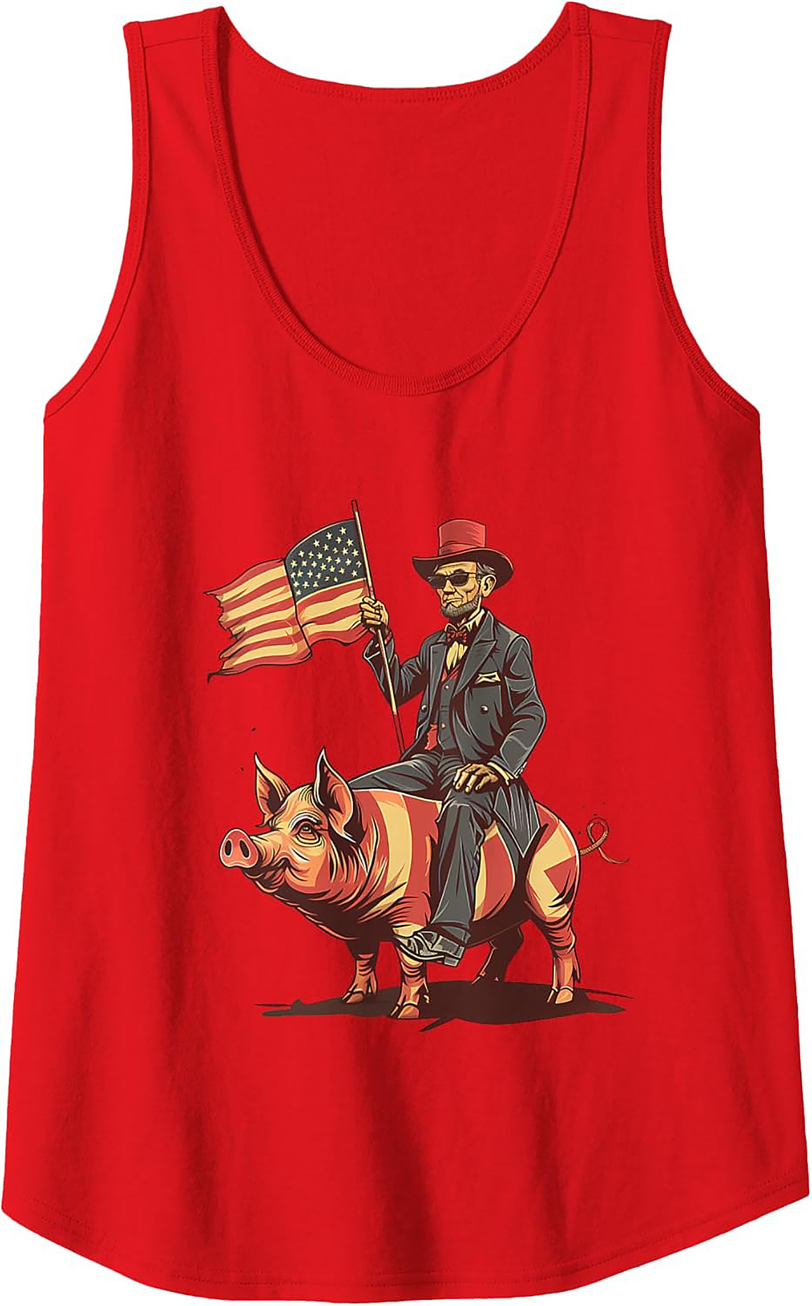 Patriotic Pig Rider Graphic Tank Top | Summer Sleeveless