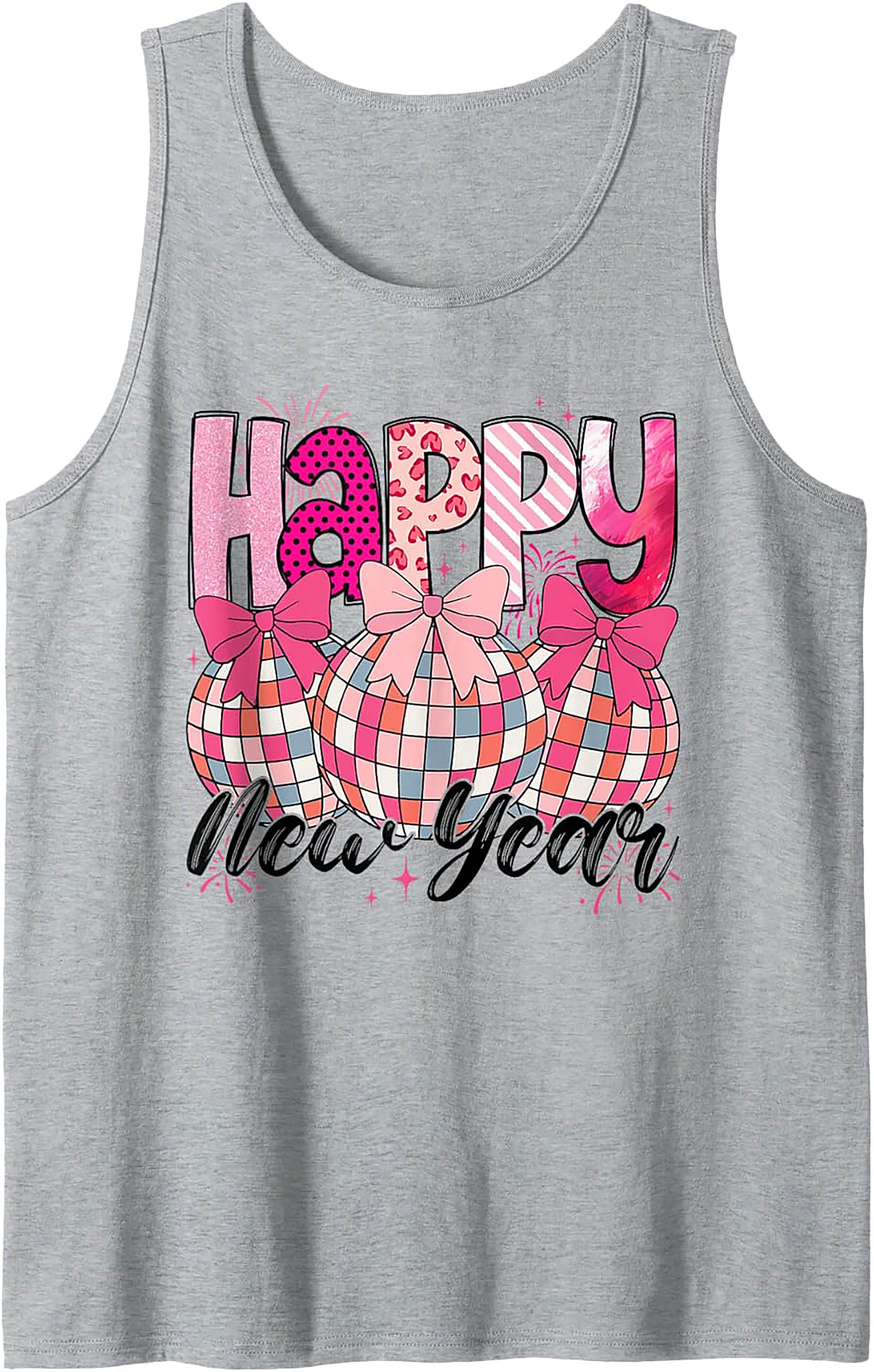 Festive Pink New Year's Eve Graphic Tank Sleeveless Shirt