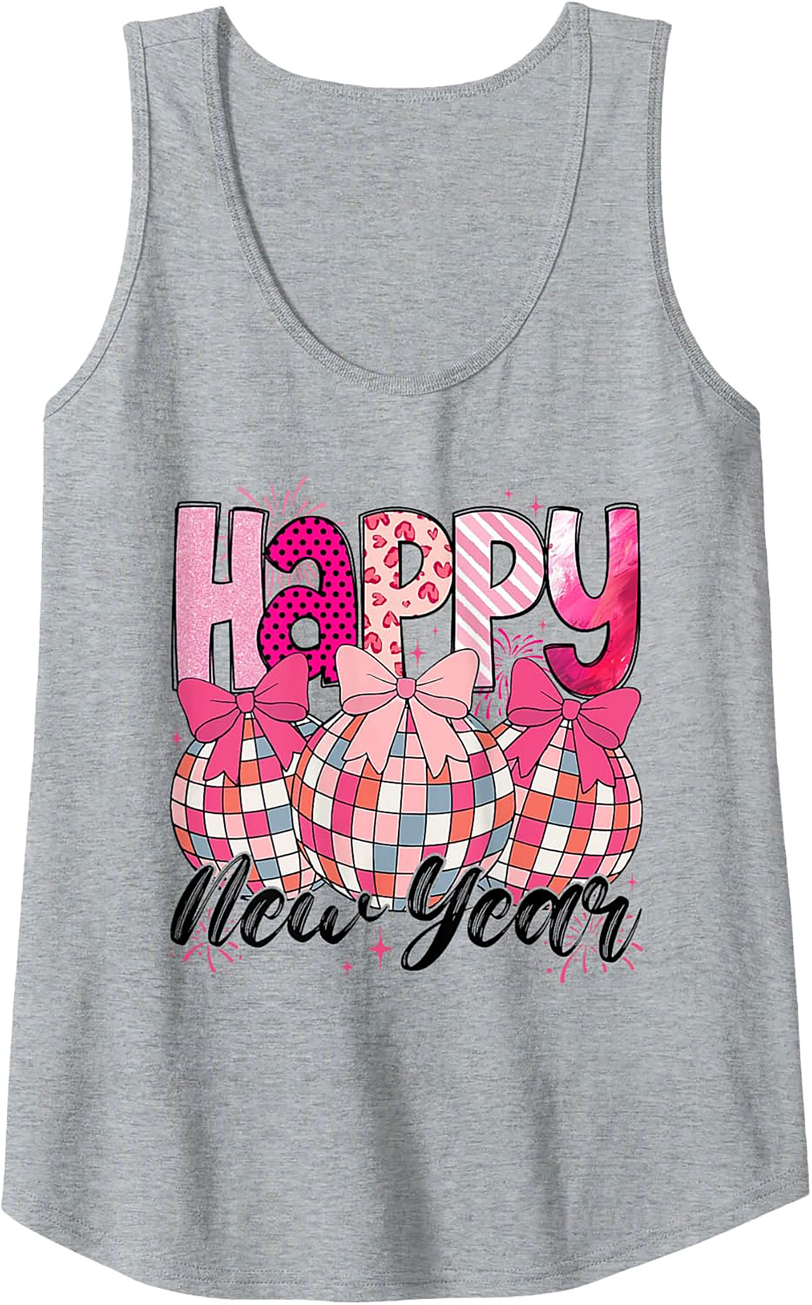 Festive Pink New Year's Eve Graphic Tank Sleeveless Shirt